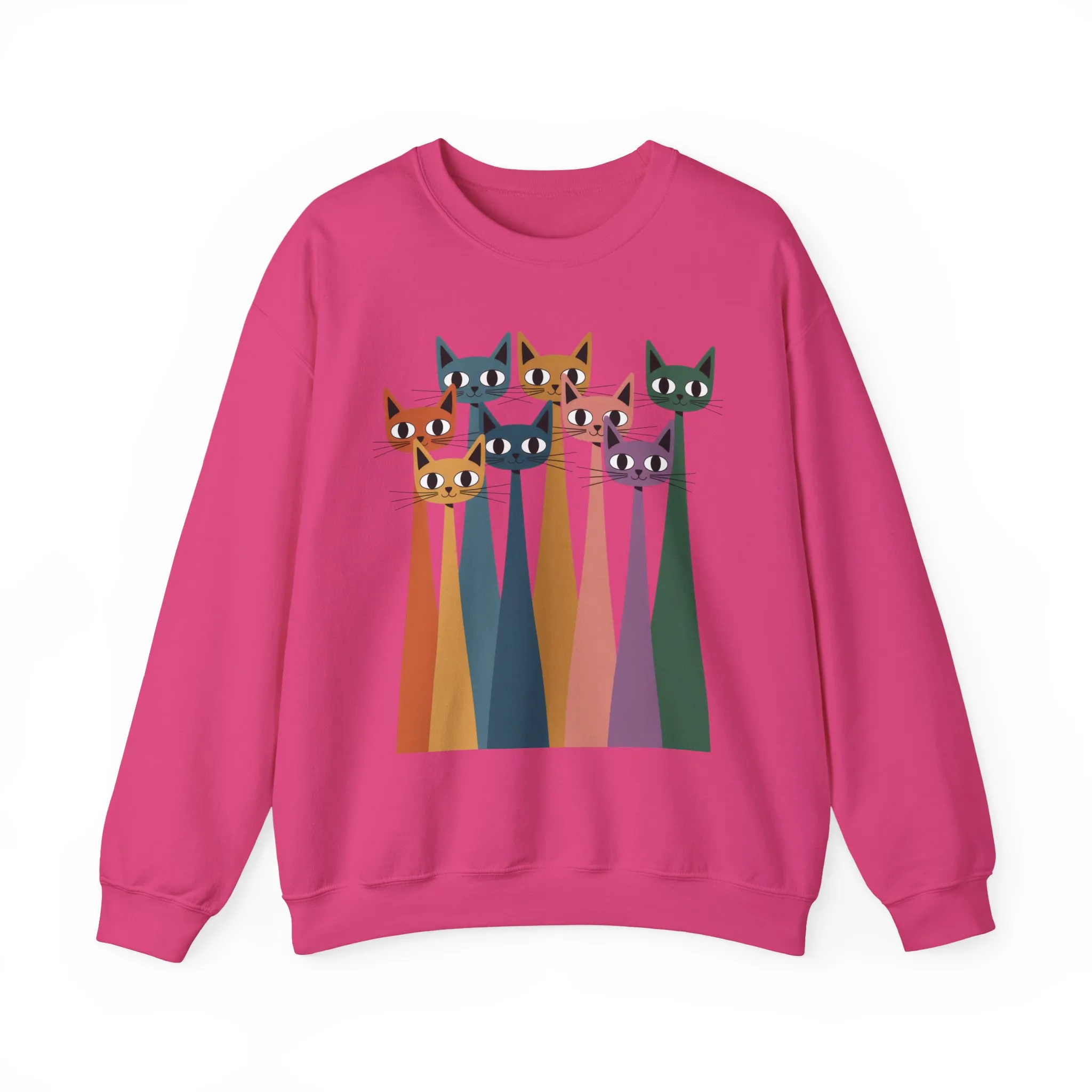 Colorful Cat Sweatshirt, Cozy Crewneck, Cat Lover Gift, Womens Sweatshirt, Cute Animal Apparel, Fun Gift for Cat Owners - Image 28