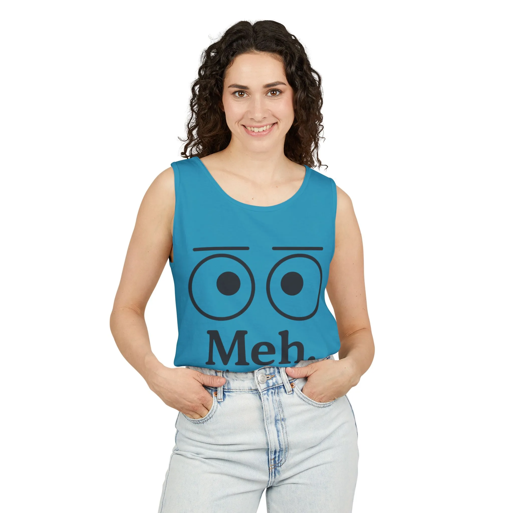 Womens Funny Graphic Tank Top with 'Meh. Wow... so exciting' Quote, Casual Wear, Summer Apparel, Gift for Friends, Humor Tank - Image 3