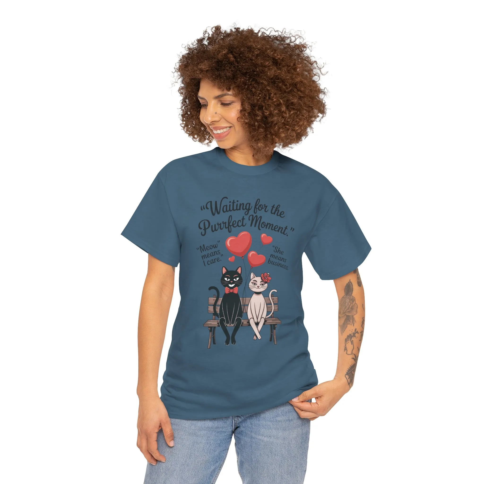 Cute Cat Lovers Tee, Unisex Heavy Cotton Tee for Pet Owners, Funny Cat Shirt, Gift for Cat Lovers, Casual T-Shirt, Animal Art Tee - Image 14