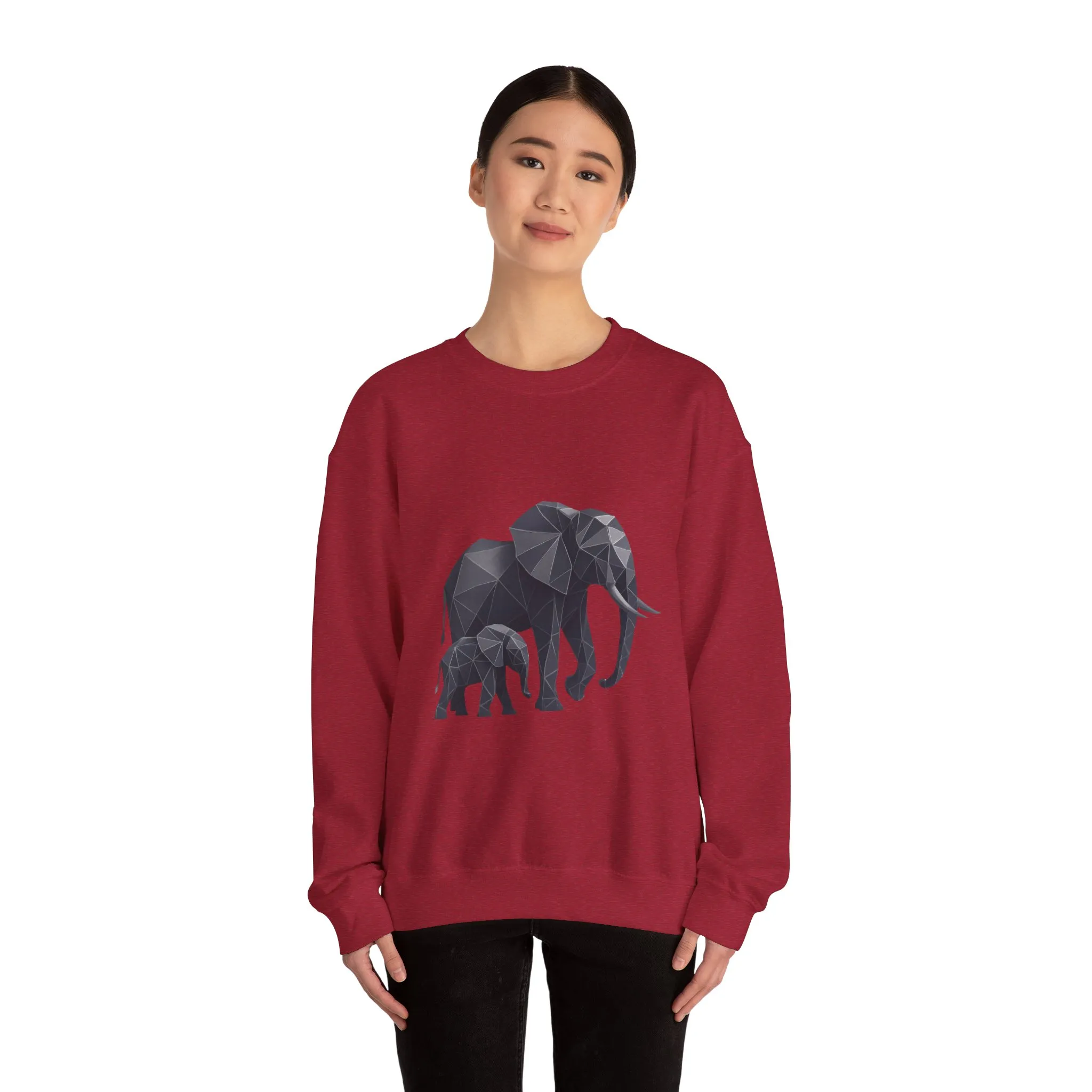 Geometric Elephant Sweatshirt, Cozy Unisex Crewneck, Animal Lover Gift, Nature Inspired Apparel, Eco-Friendly Fashion, Gift for Her - Image 3