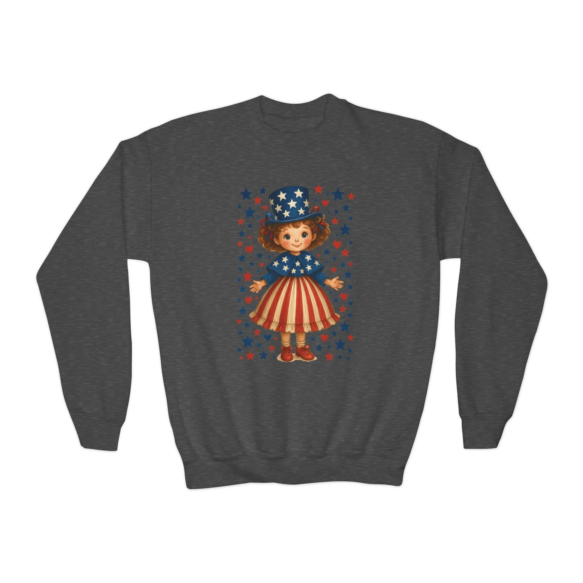 Youth Patriotic Crewneck Sweatshirt, Kids American Flag Sweatshirt, 4th of July, Independence Day Gift, Stars and Stripes - Image 5