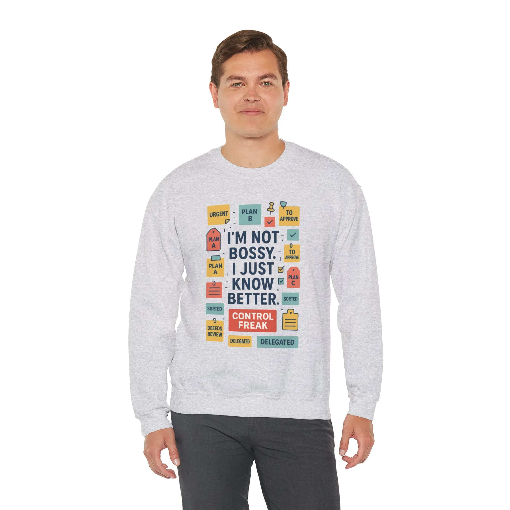 Funny Mens Control Freak Sweatshirt, Sarcastic Crewneck Gift for Him, Perfect Gift for Bossy Friends - Image 6