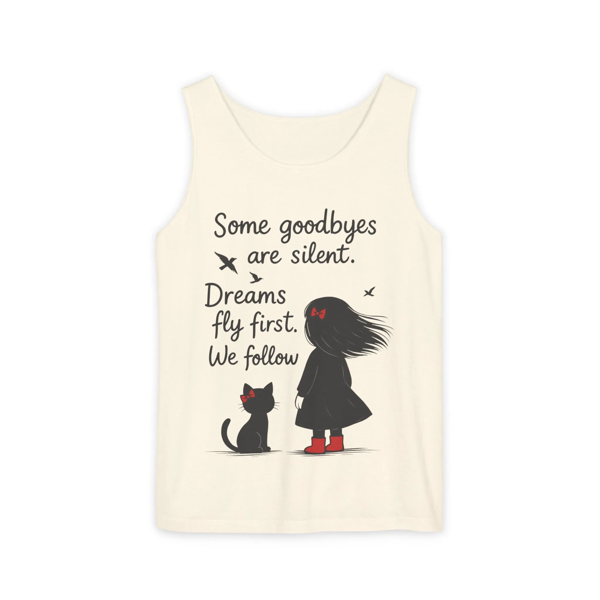 Minimalist Tank Top, Womens Tank, Girl & Cat Art Print, Emotional Lightweight Summer Shirt, Inspirational Apparel, Cat Lover Gift - Image 31