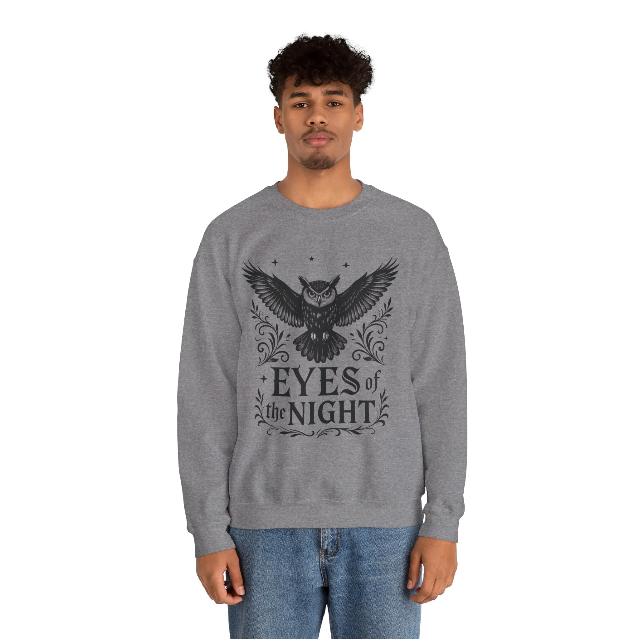 Eyes of the Night Owl Sweatshirt, Mens Dark Gothic Sweatshirt, Mysterious Owl Graphic Pullover, Forest Bird of Night Design, Halloween Gift - Image 23