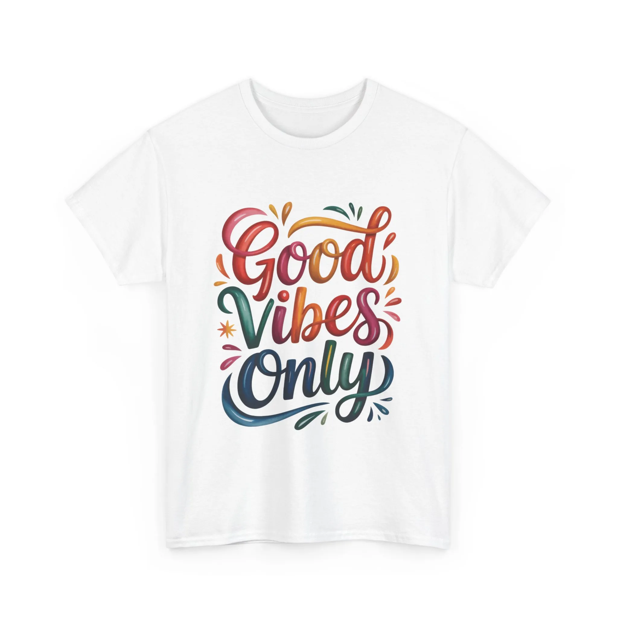 Good Vibes Only Womens Heavy Cotton Tee, Casual Wear, Gift for Friends, Relaxed Fit, Summer Style, Positive Affirmation Shirt - Image 4