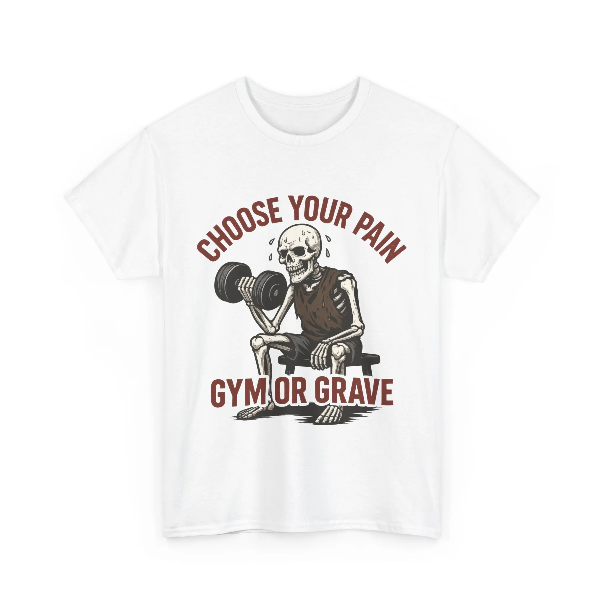 Choose Your Pain Gym Shirt, Gym or Grave Mens Tee, Funny Skeleton Workout Tee, Dark Gym Humor Gift, Halloween Gym Shirt, Motivational Tees - Image 4