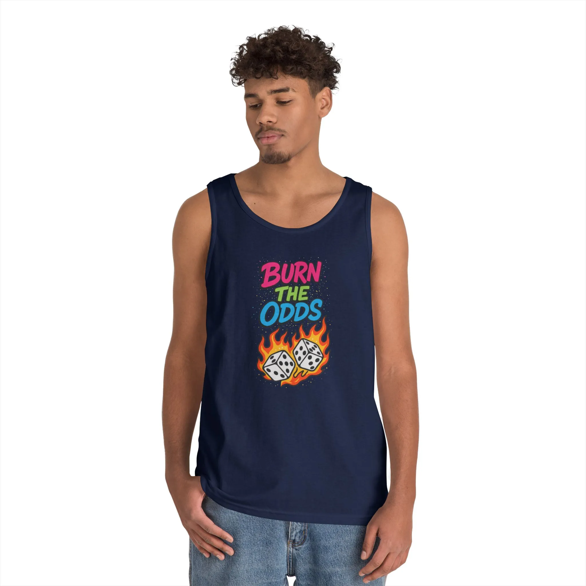 Burn the Odds Tank Top, Casual Summer Wear, Gaming Gift, Dice Design Tee, Gift for Gamers, Funny Tank, Perfect for Parties - Image 3