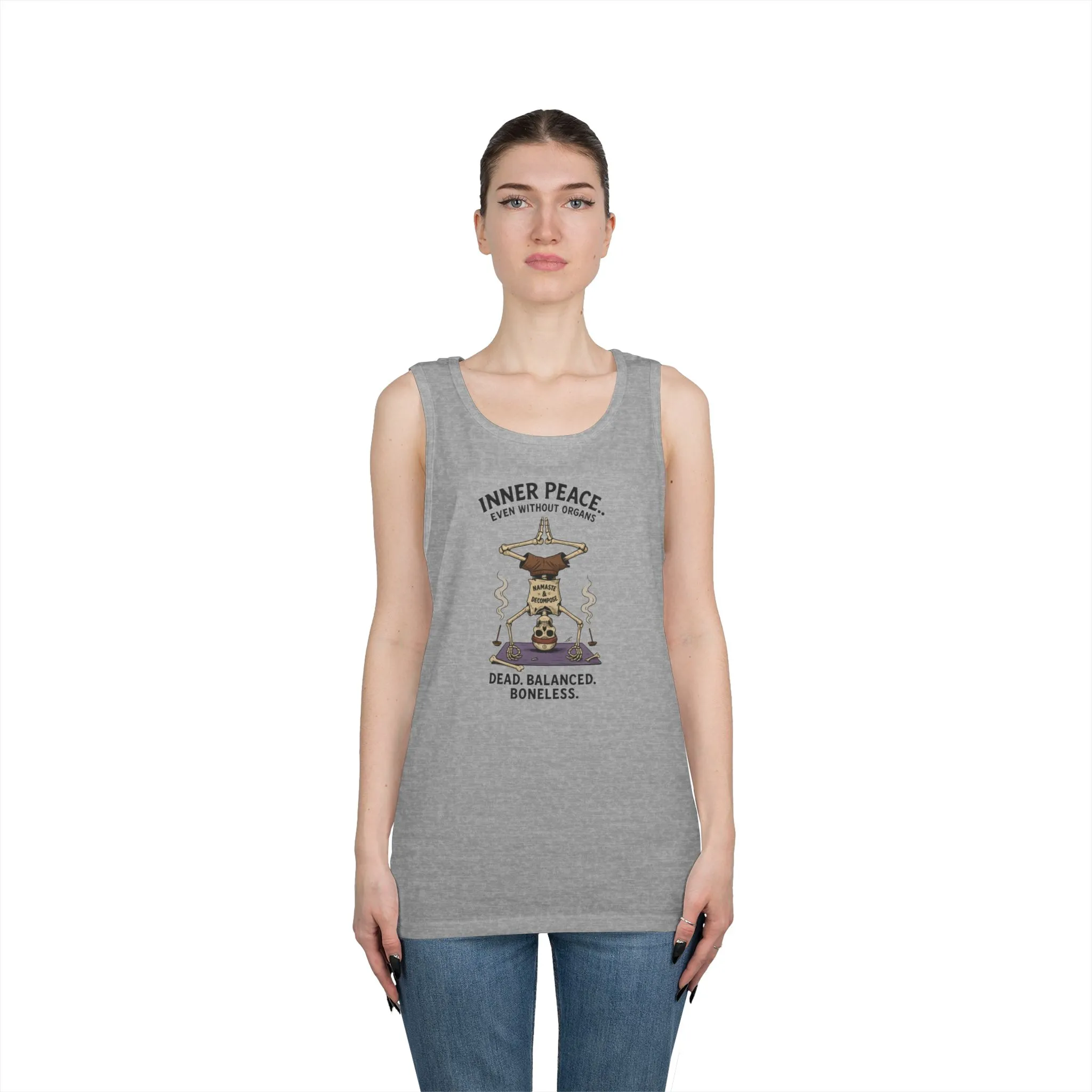 Inner Peace Skeleton Yoga Unisex Tank Top, Dark Humor Meditation Tee, Gift for Mindfulness Lovers, Yoga Shirt, Peaceful Vibes - Image 8