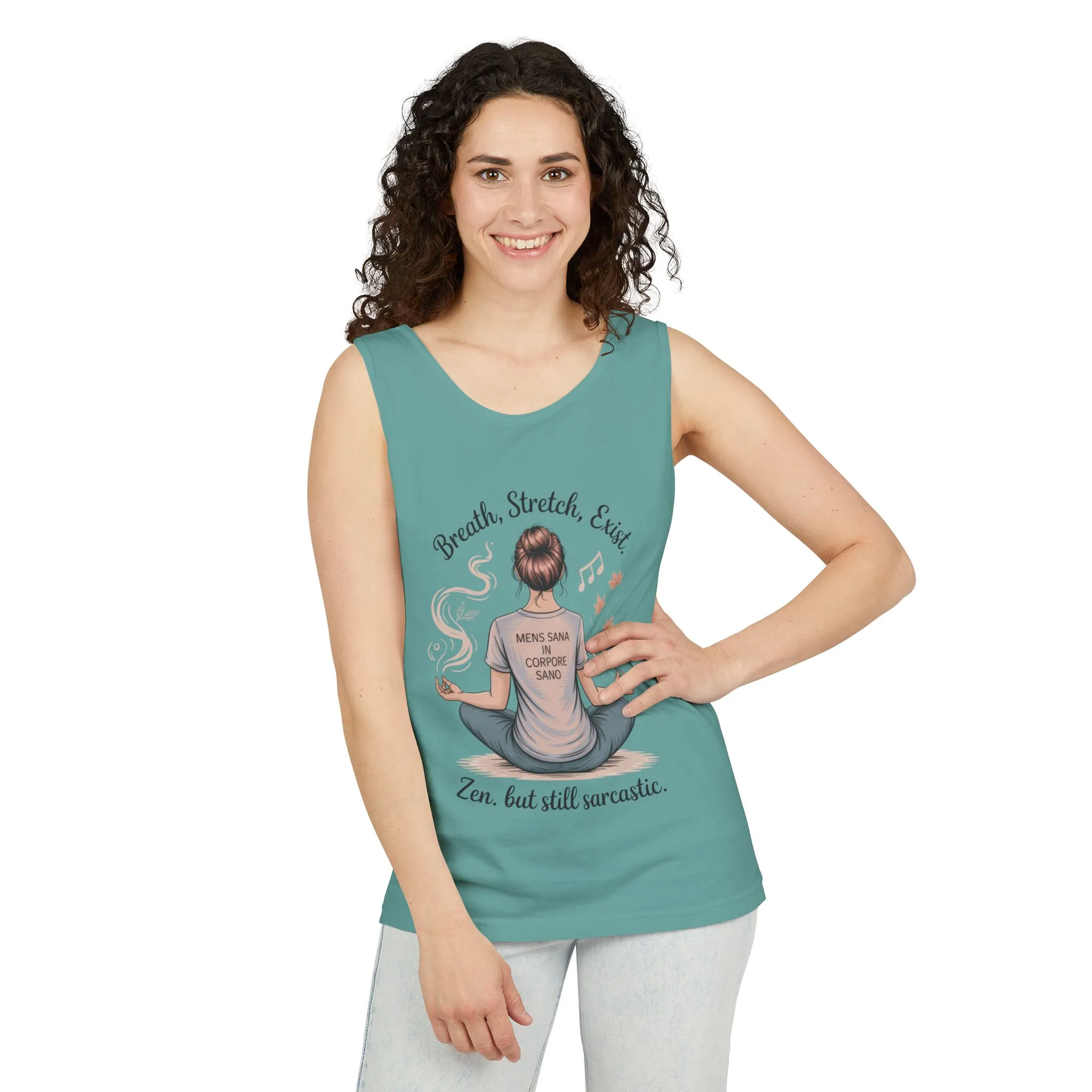 Zen Sarcastic Tank Top, Womens Meditation Shirt, Breath Stretch Exist Tee, Yoga Apparel, Gift for Mindfulness Lovers - Image 10