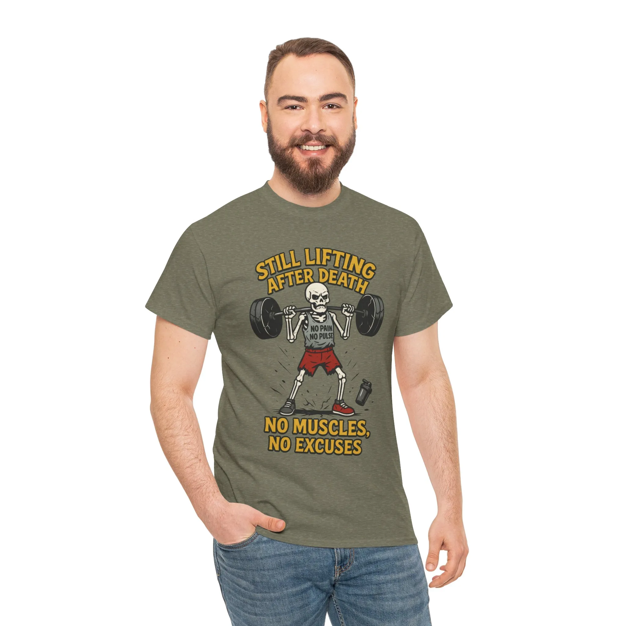 Funny Skeleton Gym T-Shirt, Still Lifting After Death, Funny Workout Shirt for Men, Fitness Gift, Halloween Apparel, Unisex Cotton Tee - Image 14