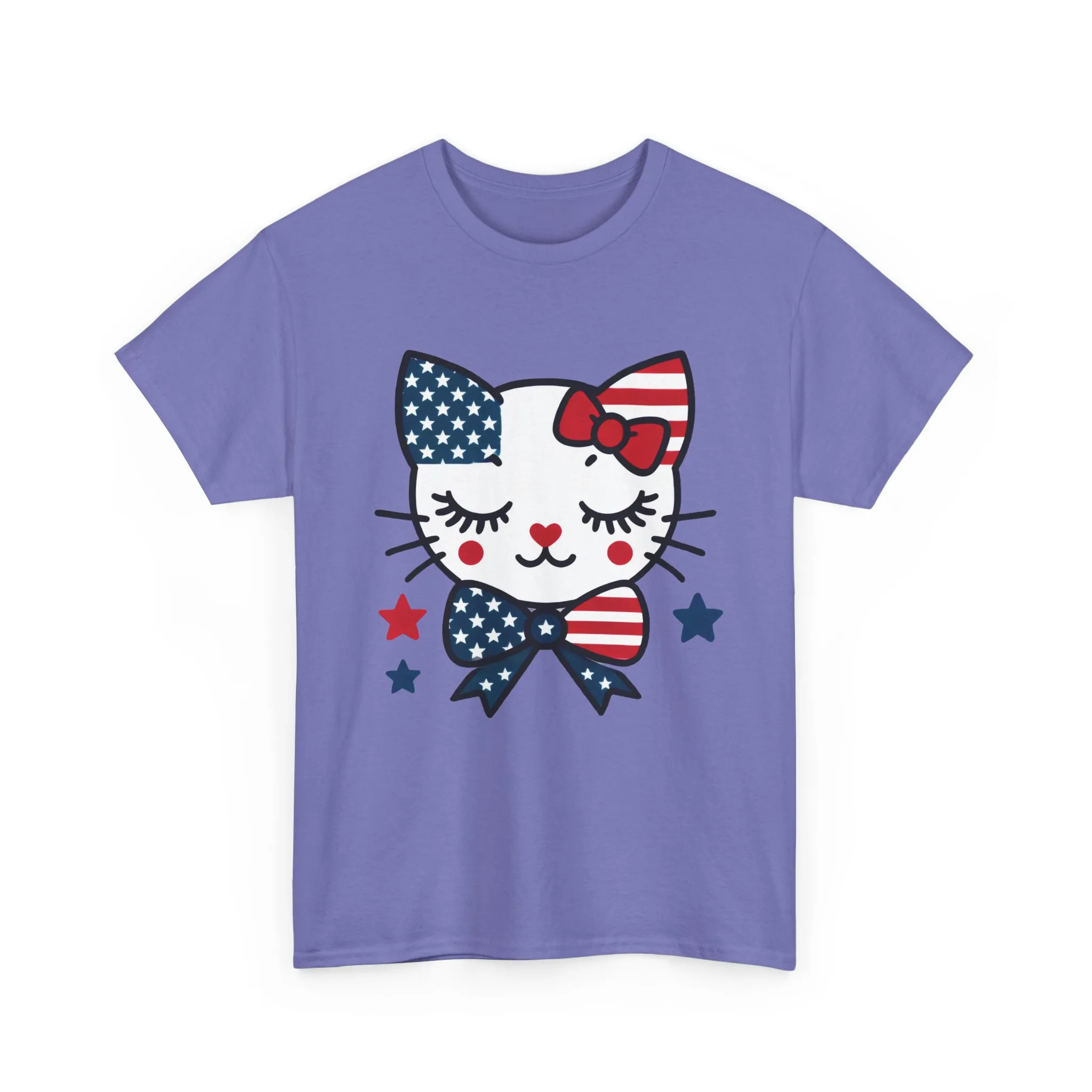 Patriotic Cat Womens Tee, Cute Cat Shirt, Womens T-Shirt, July 4th Outfit, Independence Day Gift, Animal Lover Apparel - Image 3