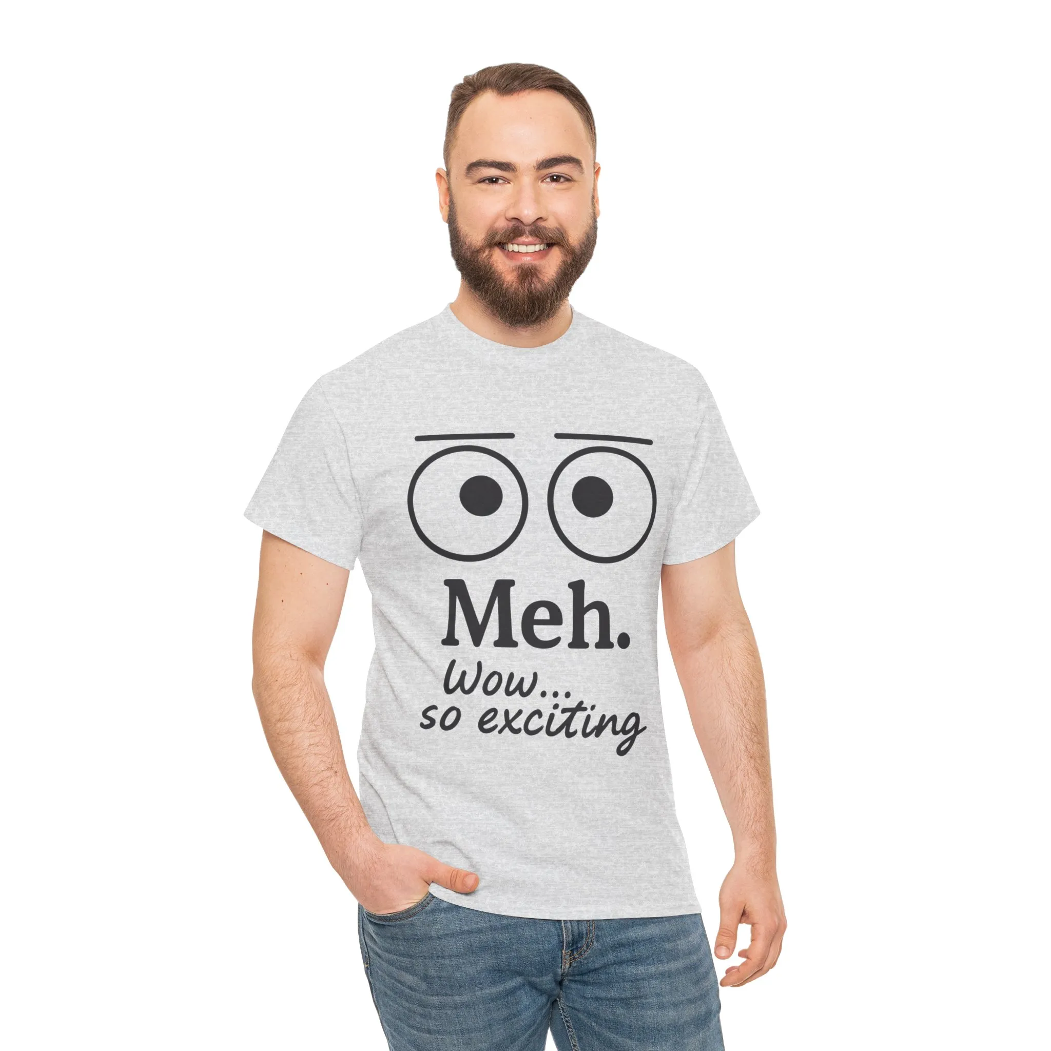 Funny Unisex Heavy Cotton Tee - 'Meh' Graphic Shirt, Casual Wear, Gift for Friends, Humor Tee, Everyday Outfit - Image 38