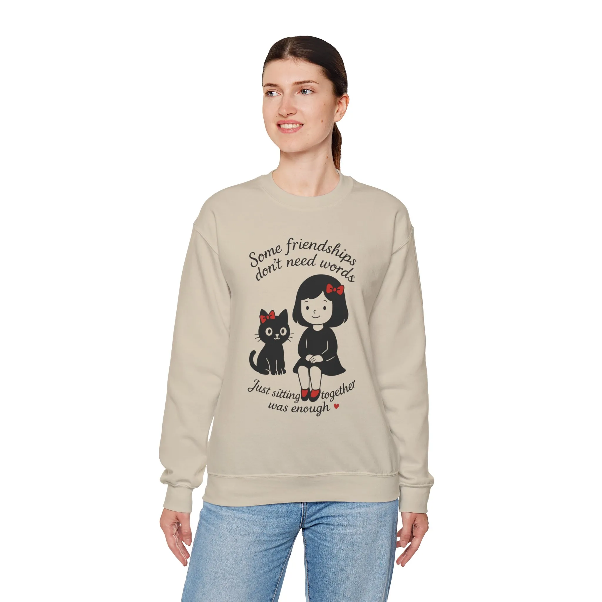 Friendship Womens Sweatshirt - Cozy Womens Crewneck with Cute Cat Design, Perfect Gift for Cat Lovers, Friendship Day, Casual Wear - Image 12