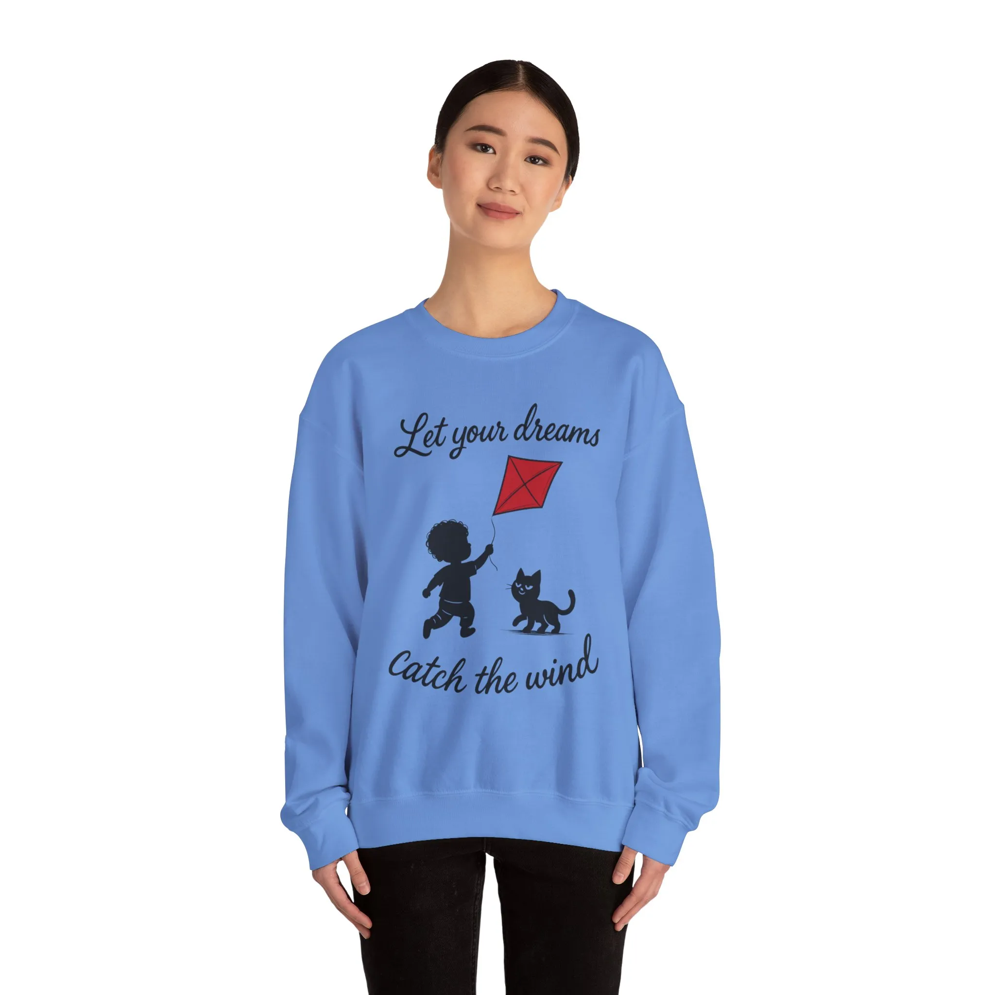 Dream Big Womens Crewneck Sweatshirt, Inspirational Gift, Cozy Lounge Wear, Cat Lover's Apparel, Kid's Motivation Sweatshirt - Image 14