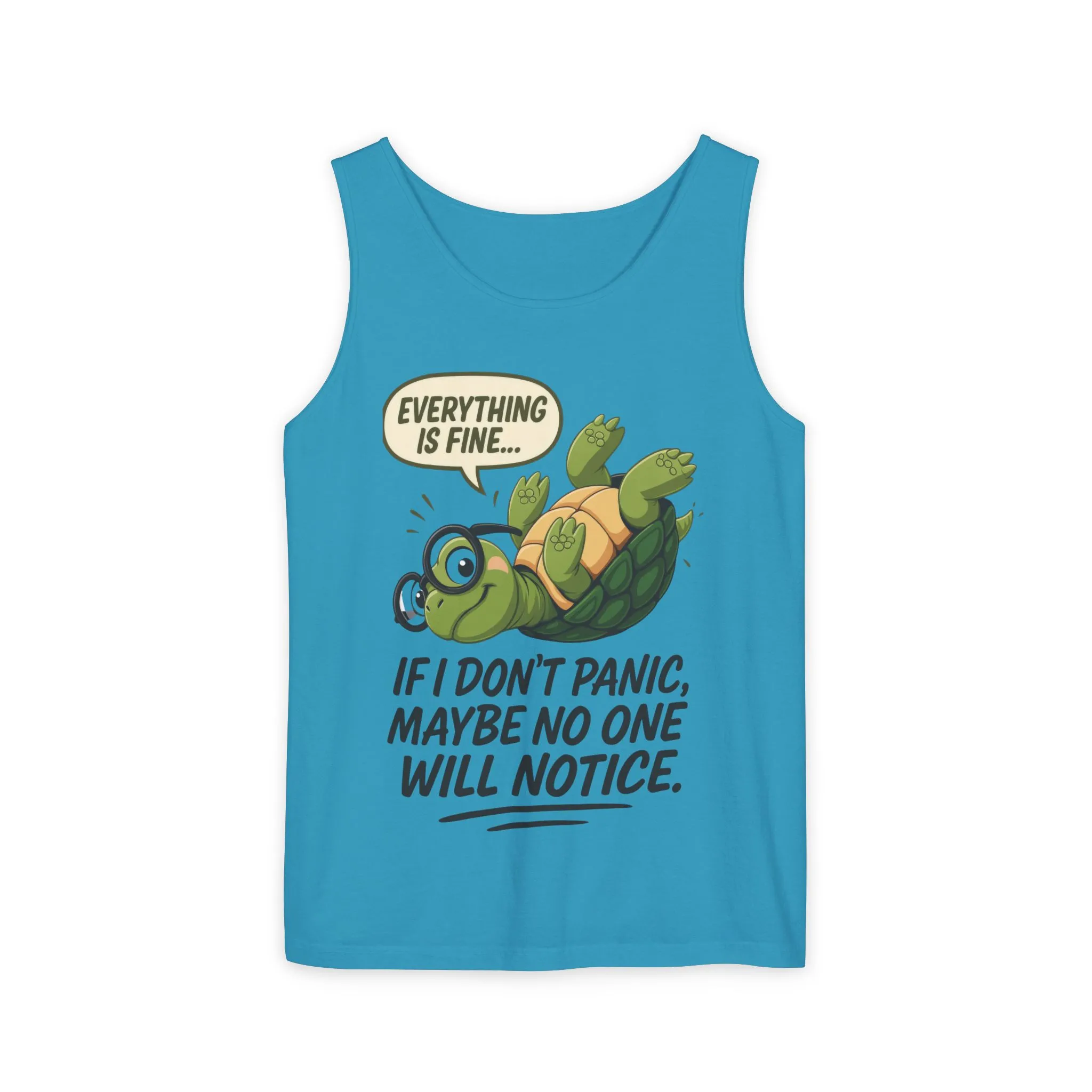 Funny Turtle Womens Tank Top, Everything is Fine, Womens Summer Apparel, Relaxed Fit, Pool Party, Beachwear, Humorous Gift - Image 9