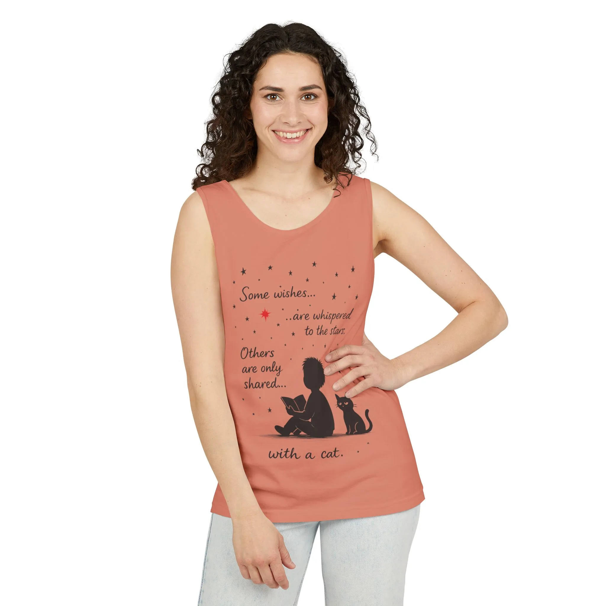 Whimsical Cat Lover's Tank Top, Inspirational Quote Top, Womens Garment-Dyed Summer Shirt, Gifts for Cat Moms, Casual Wear, Pet [...] - Image 36
