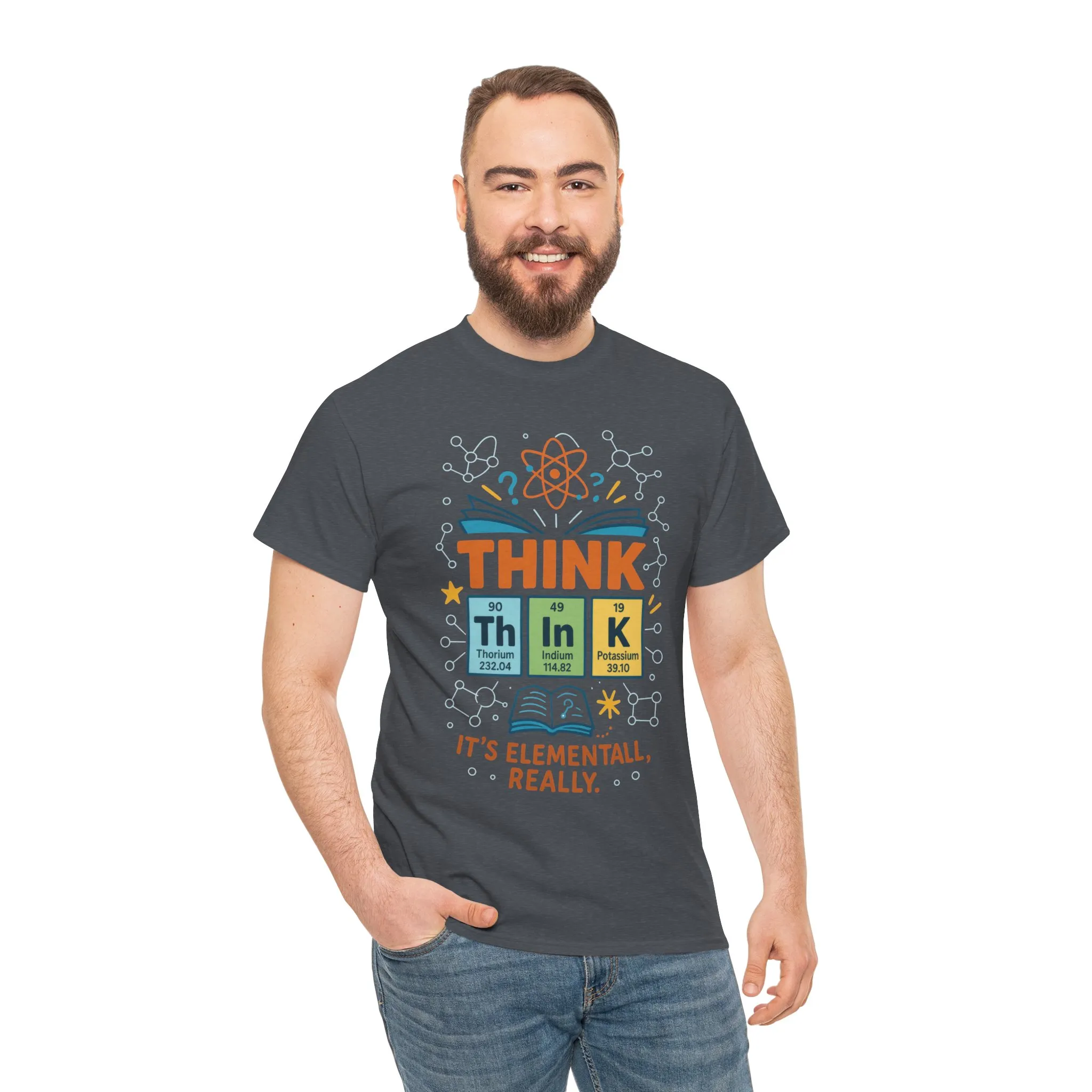 Funny Mens Science T-Shirt, THINK Element Periodic Table Shirt, Smart Geek Nerd Tee for Him, Ideal for Science Lovers, Geeky Apparel - Image 20