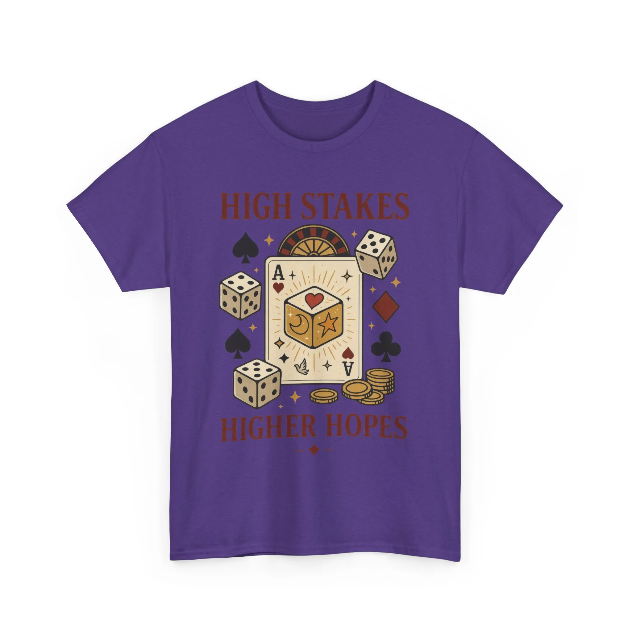 High Stakes, Higher Hopes Graphic Tee, Unisex Gambling Gift, Dice and Card Theme Shirt, Casual Wear, Game Night Apparel - Image 32