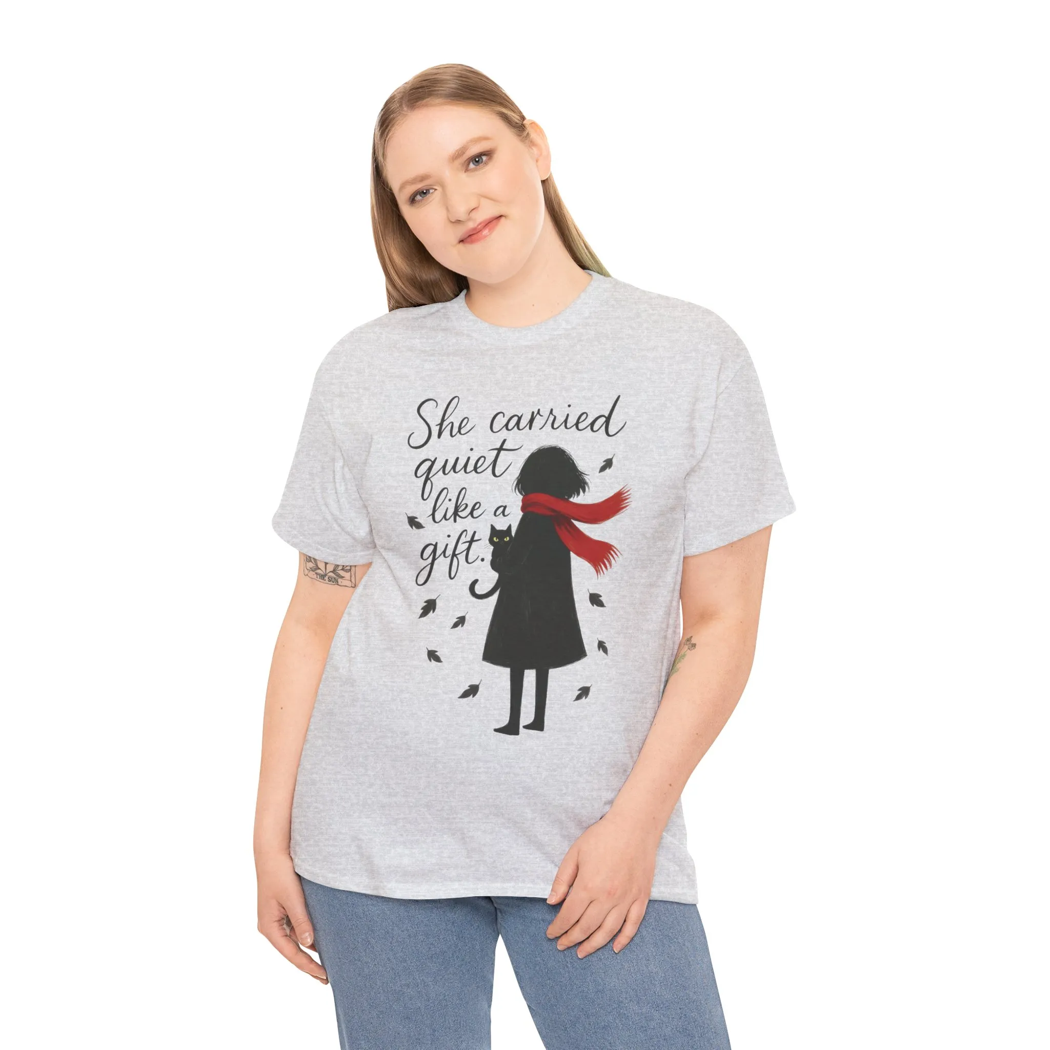 Cat Lover Womens T-Shirt, Whimsical Hand-Drawn Illustration Tee, Artistic Minimalist Gift for and Introverts, Cute Animal Apparel - Image 6