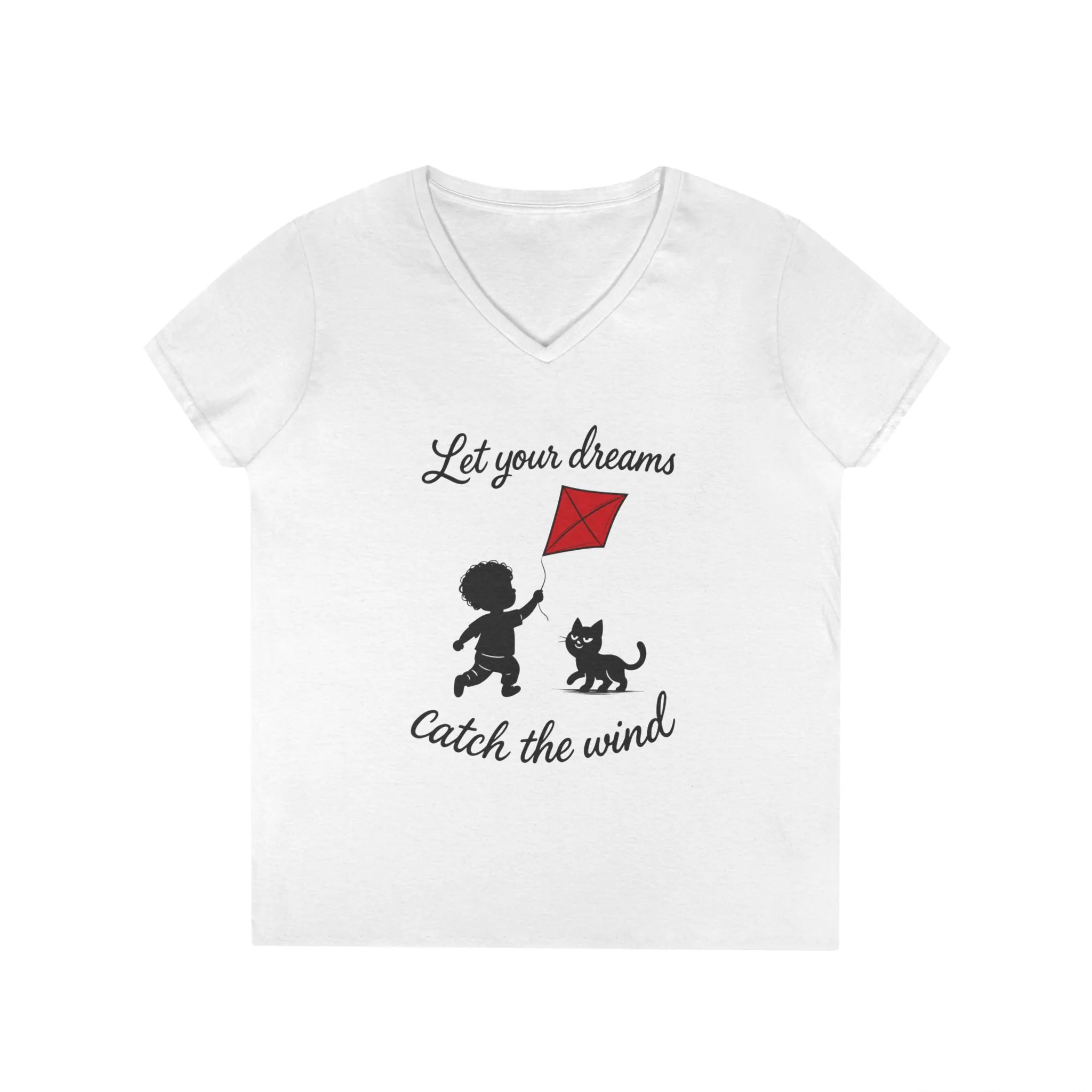 Cat Lover Girls' V-Neck T-Shirt, Gift for Birthday, Cat Lover T-Shirt, Cat Mom Gift, Gift for Kids and Animal Lovers - Image 4