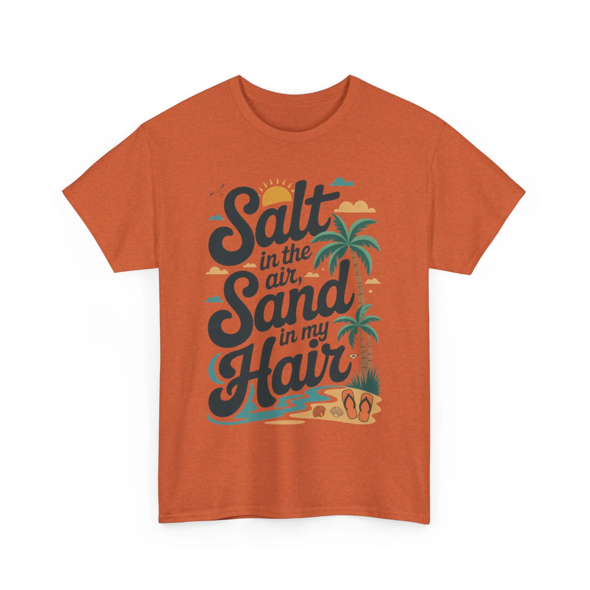 Salt in the Air Sand in My Hair Shirt, Beach Summer Vibes Graphic T-Shirt, Tropical Ocean Palm Design, Ocean-Themed Shirt, Gift Beach Lovers - Image 16