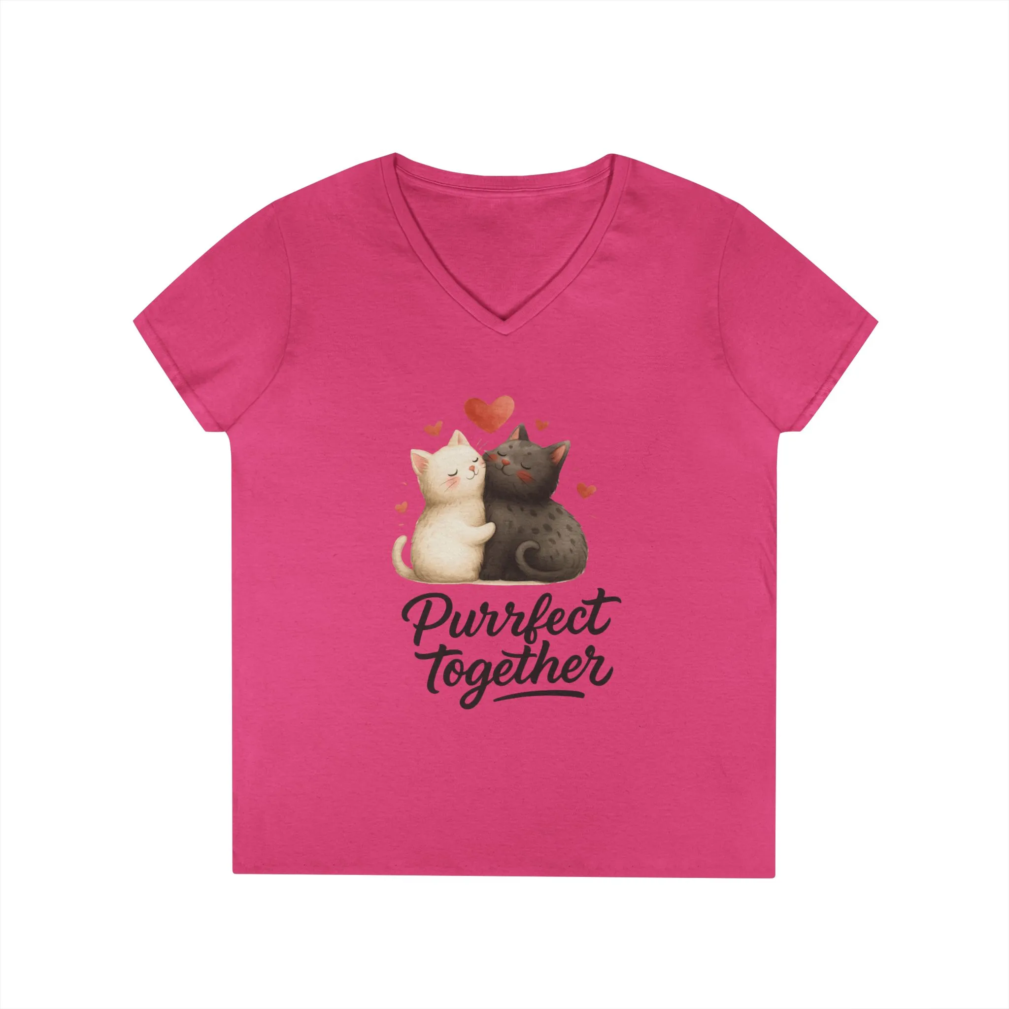 Cute Cat Love V-Neck T-Shirt, Animal Lover Gift, Valentine's Day Shirt, Cat Mom Gift, Cute Graphic Tee - Image 25
