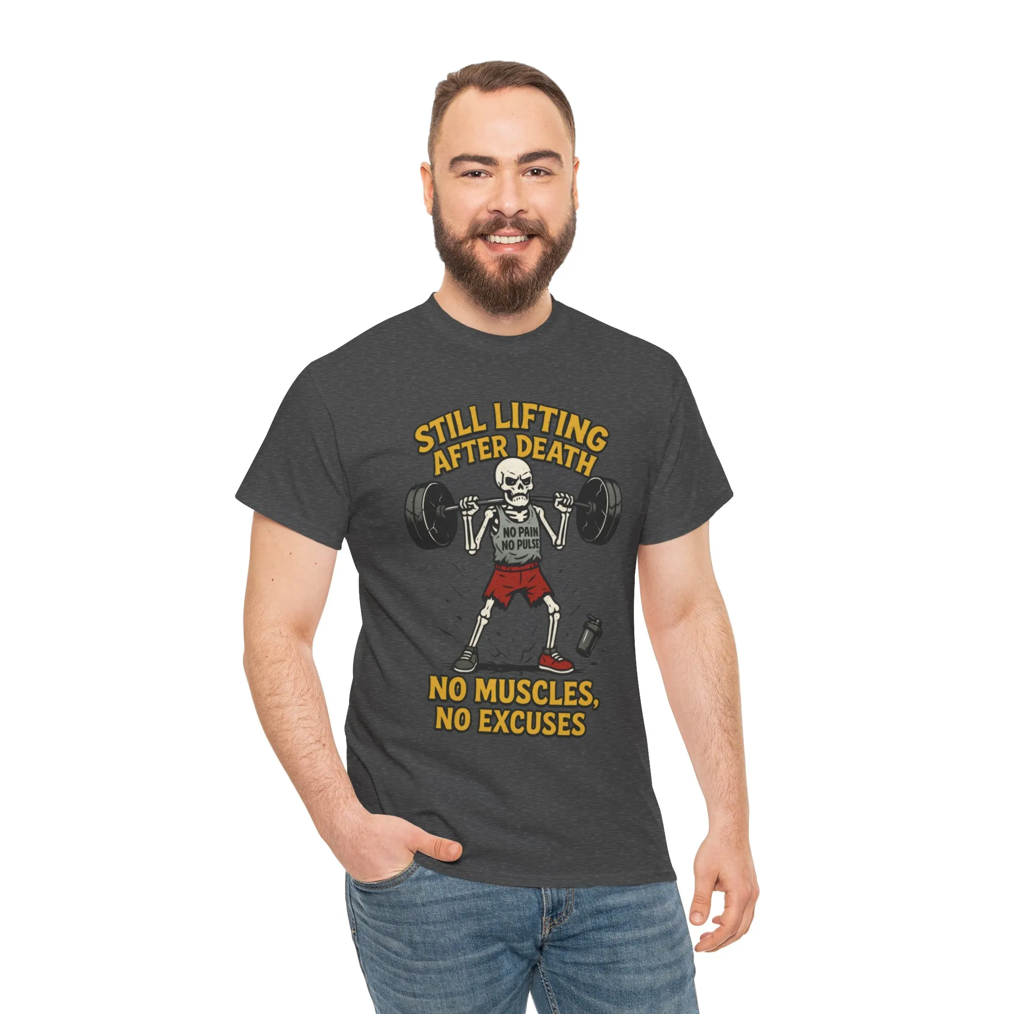 Funny Skeleton Gym T-Shirt, Still Lifting After Death, Funny Workout Shirt for Men, Fitness Gift, Halloween Apparel, Unisex Cotton Tee - Image 20