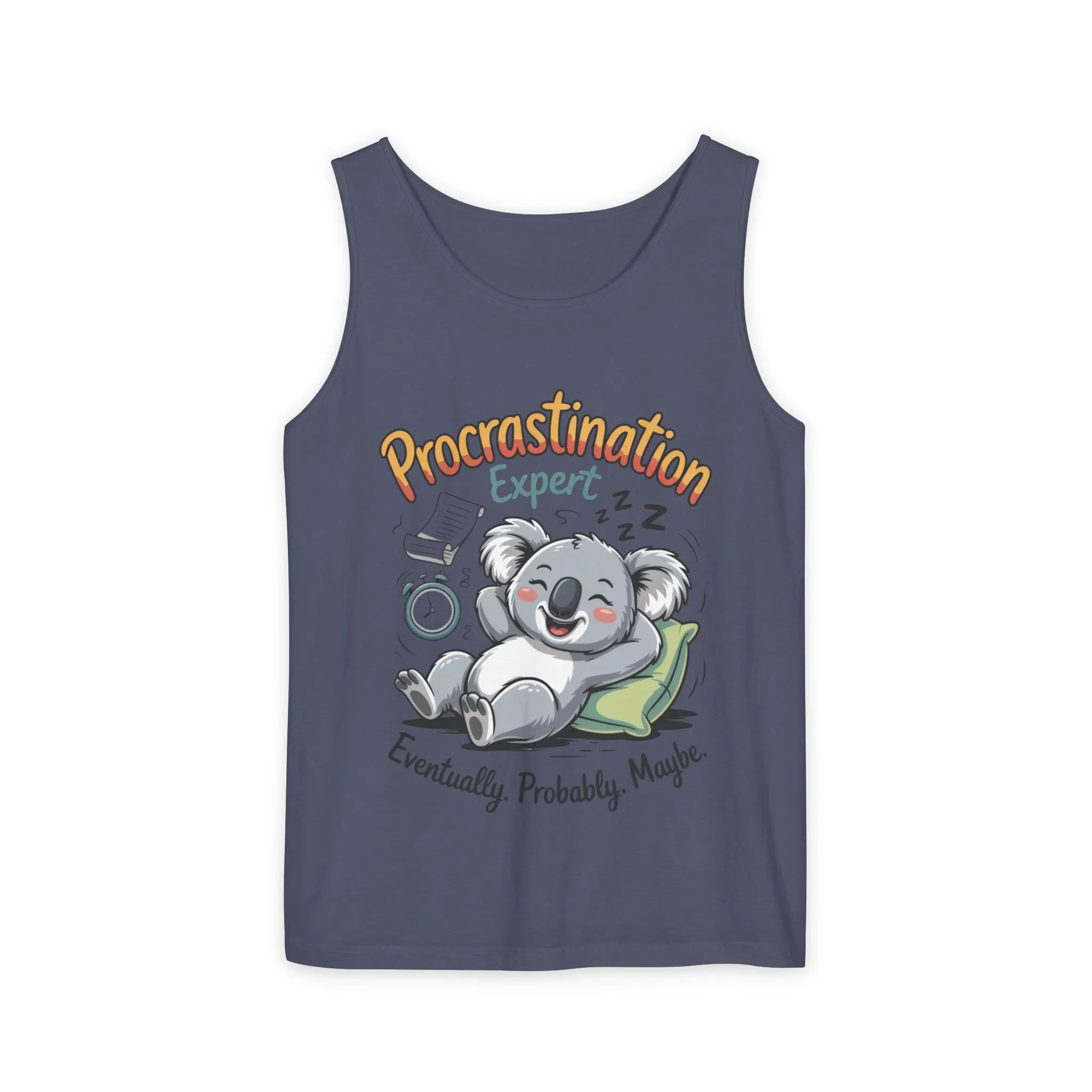 Procrastination Expert Tank Top, Funny Gift for Lazy Days, Relaxed Fit Tee, Casual Summer Wear, Koala Graphic Top, Motivational Apparel - Image 9