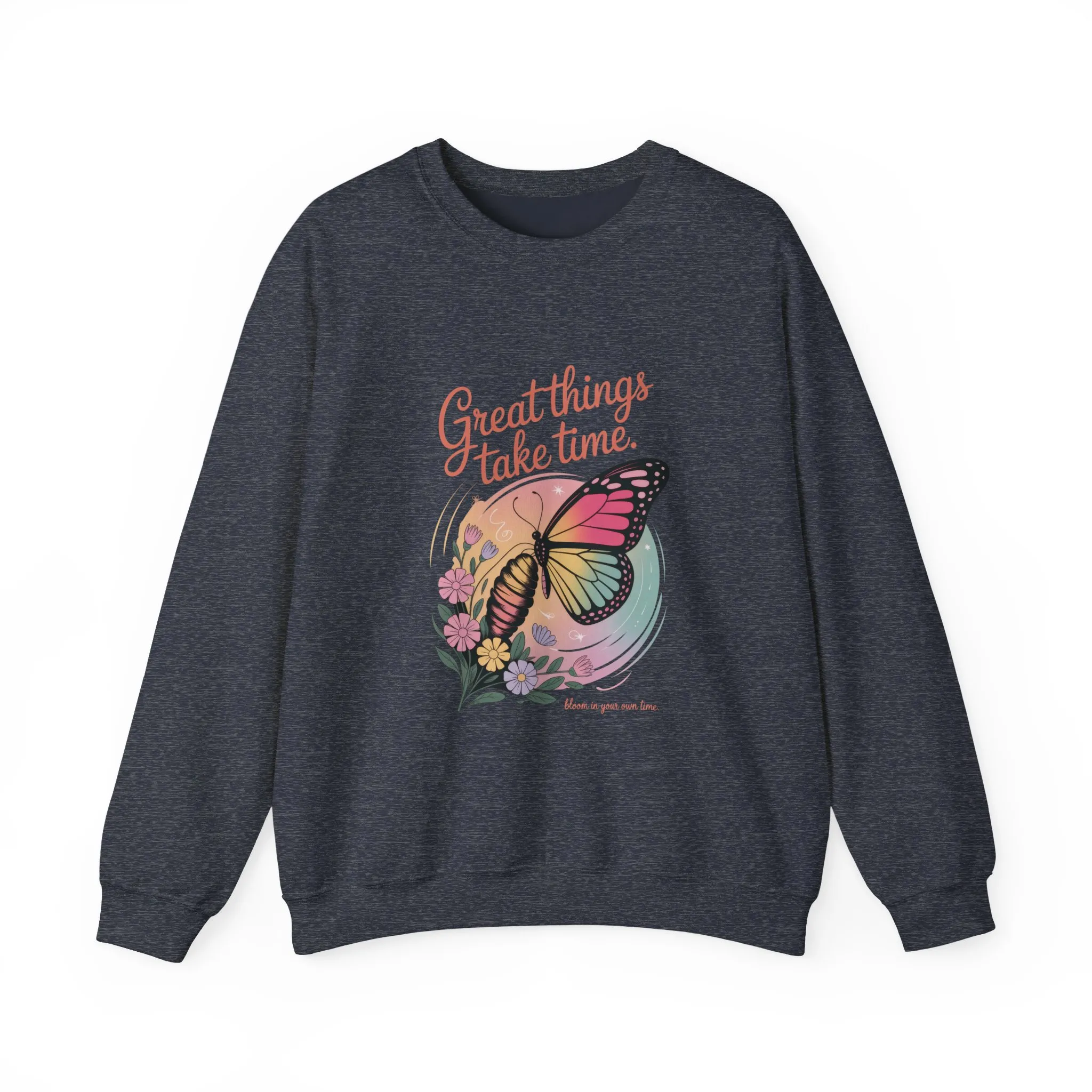 Inspirational Butterfly Sweatshirt - Great Things Take Time, Cozy Unisex Crewneck, Perfect Gift for Nature Lovers, Relaxed Style, [...] - Image 10