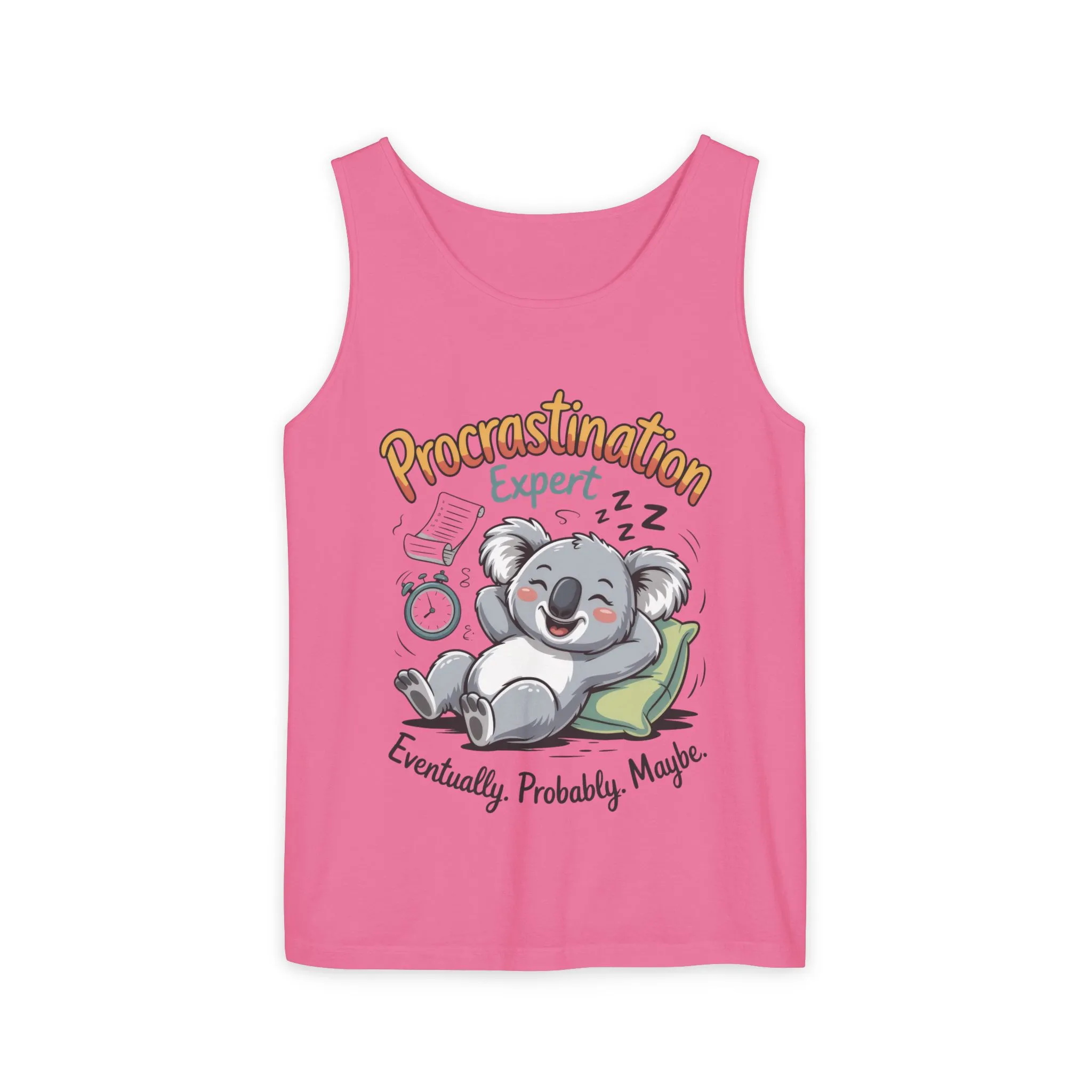 Procrastination Expert Tank Top, Funny Gift for Lazy Days, Relaxed Fit Tee, Casual Summer Wear, Koala Graphic Top, Motivational Apparel - Image 29