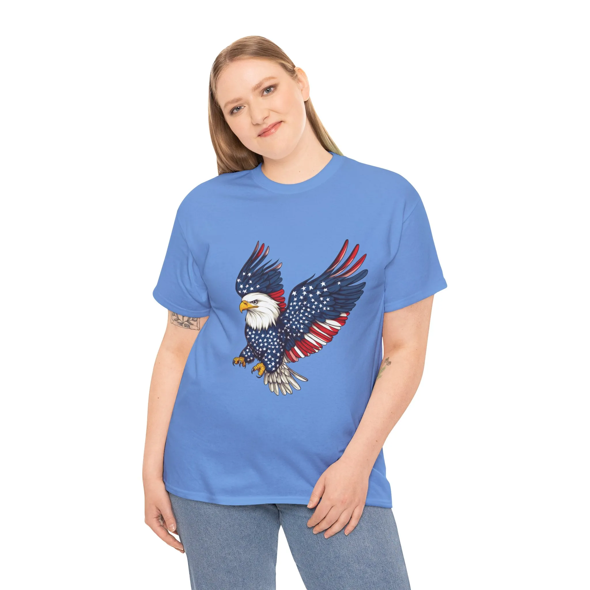 Patriotic Eagle Tee, Unisex Heavy Cotton T-Shirt for Independence Day, Memorial Day, Veterans Day, Gift for Nature Lovers, Casual Wear - Image 3