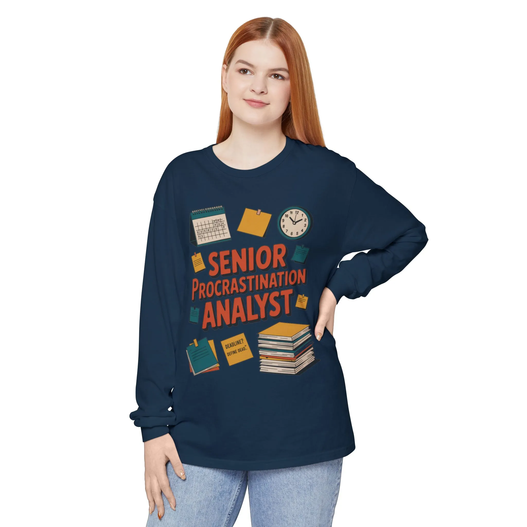 Senior Procrastination Analyst Long Sleeve Tee, Funny Work Shirt,Gift for Analysts, Office Humor, Meme Long Sleeve, Motivation Humor Apparel - Image 24