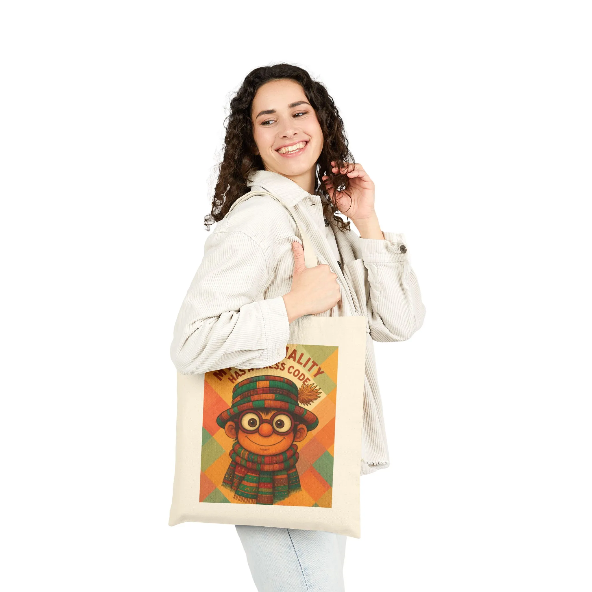 My Personality Has a Dress Code Tote Bag, Colorful Boho Character Cotton Canvas Bag, Funny Quote Gift, Quirky Fashion Illustration Shopper - Image 2