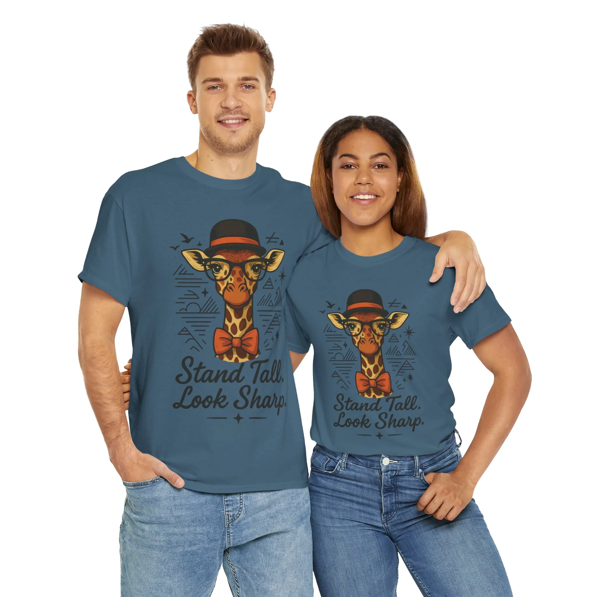Hipster Giraffe T-Shirt with Hat and Glasses, Whimsical Giraffe Tee, Fun Gift, Cute Graphic Shirt, Unisex Heavy Cotton Tee - Image 40