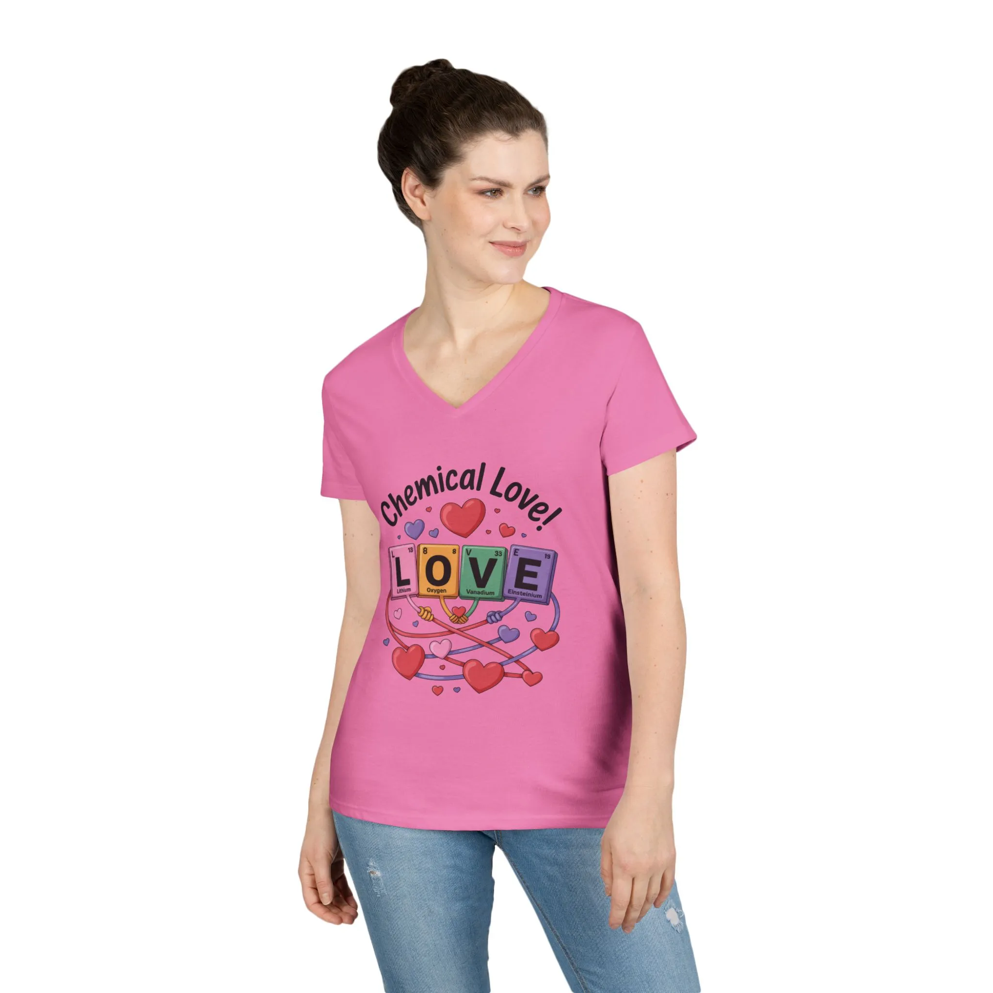 Chemical Love V-Neck T-Shirt, Cute Chemistry Shirt, Valentines Day Gift, Science Lover Apparel, Funny Graphic Tee - Image 3