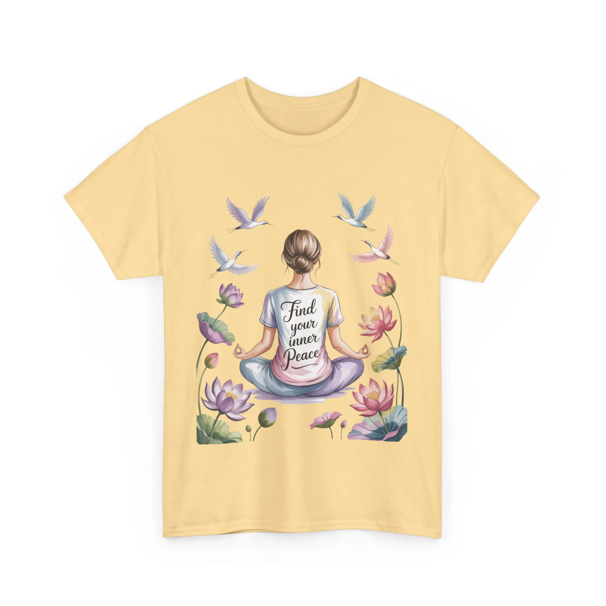 Find Your Inner Peace Womens Heavy Cotton Tee, Motivational Shirt, Meditation Apparel, Relaxation Gift, Casual Wear, Mindfulness Tee - Image 34