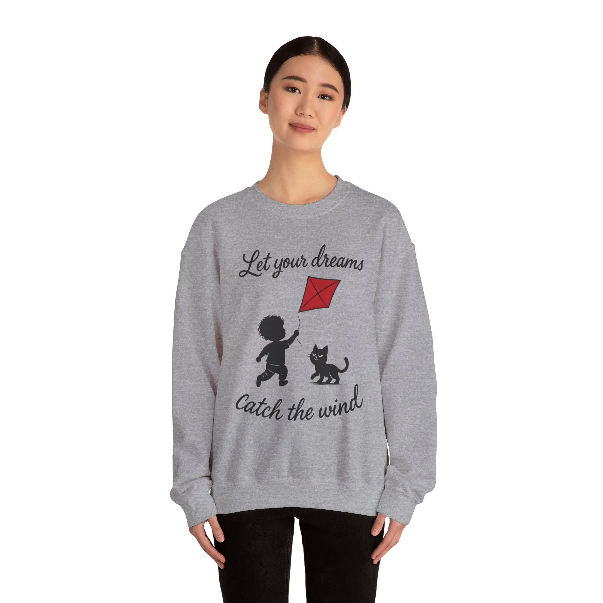 Dream Big Womens Crewneck Sweatshirt, Inspirational Gift, Cozy Lounge Wear, Cat Lover's Apparel, Kid's Motivation Sweatshirt - Image 8