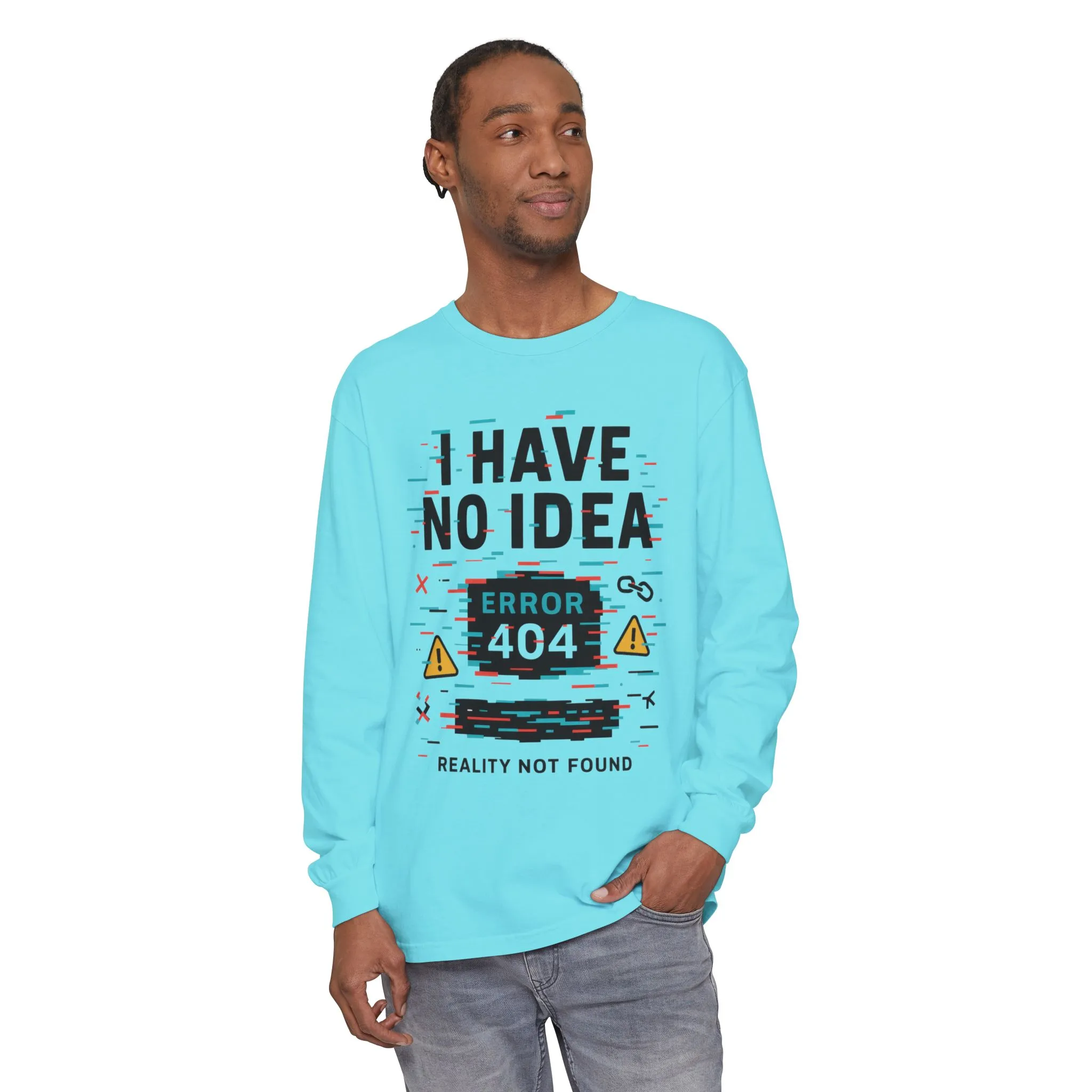 Unisex Long Sleeve T-Shirt, Funny Error 404 Graphic Tee, Internet Humor, Geeky Apparel, Quirky Humor Shirt, Gift for Tech Lovers - Image 36