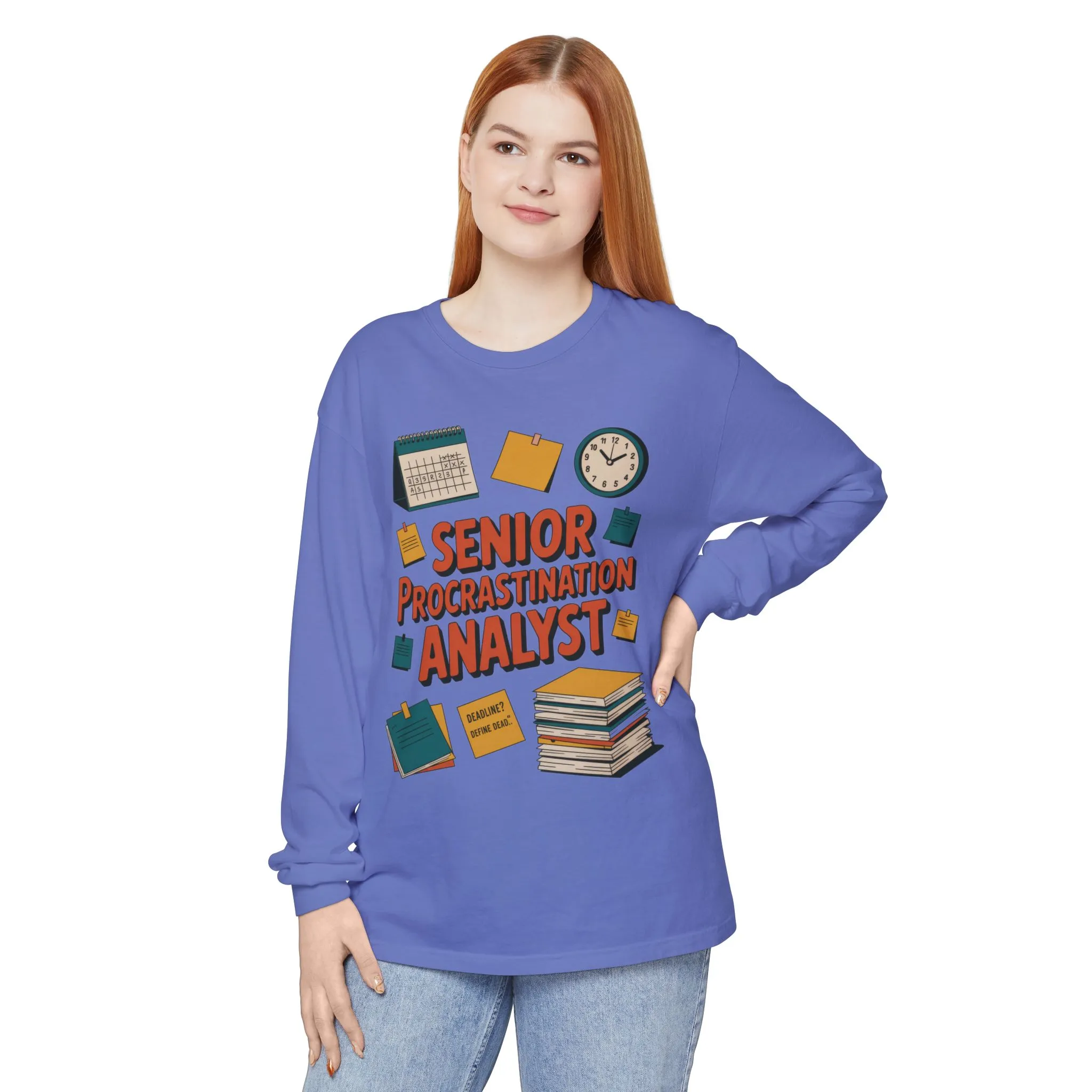 Senior Procrastination Analyst Long Sleeve Tee, Funny Work Shirt,Gift for Analysts, Office Humor, Meme Long Sleeve, Motivation Humor Apparel - Image 15