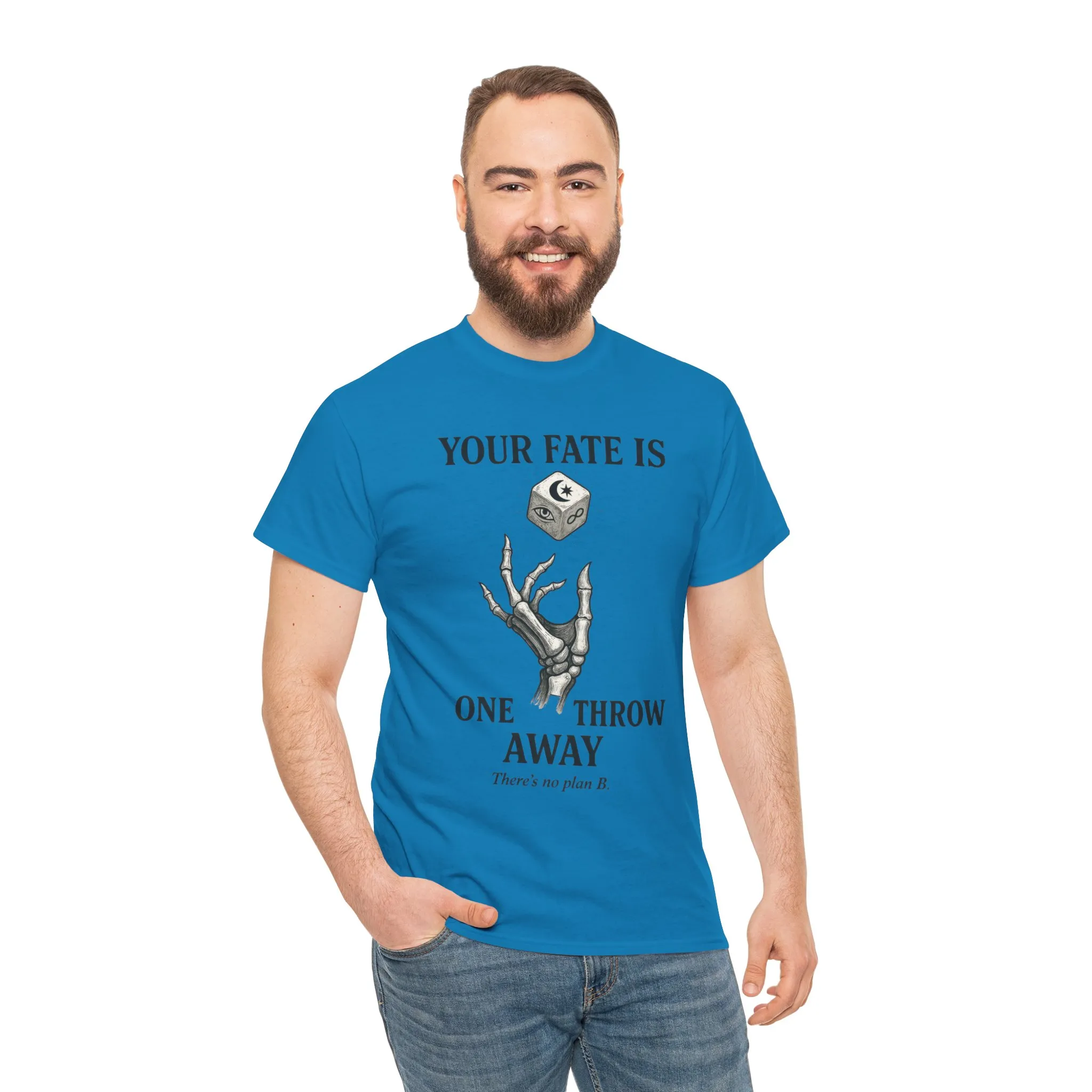 Your Fate Mens Heavy Cotton Tee, Skeleton Dice Graphic T-Shirt, Trendy Gift for Gamers, Gambling Tee, Unique Quote Apparel - Image 20