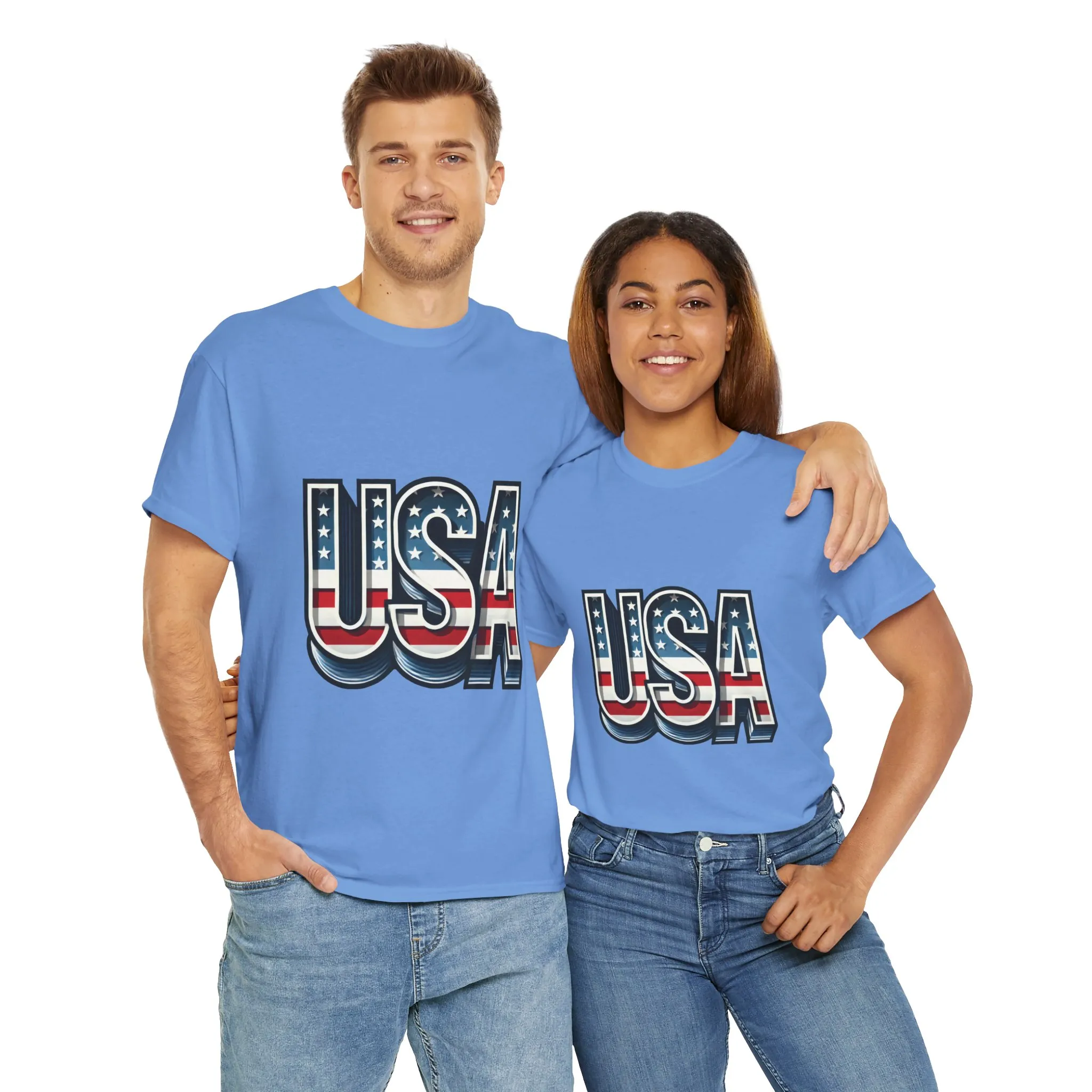 USA Patriotic Unisex Heavy Cotton Tee, American Pride Shirt, July 4th T-Shirt, Independence Day Apparel, Casual Summer Top