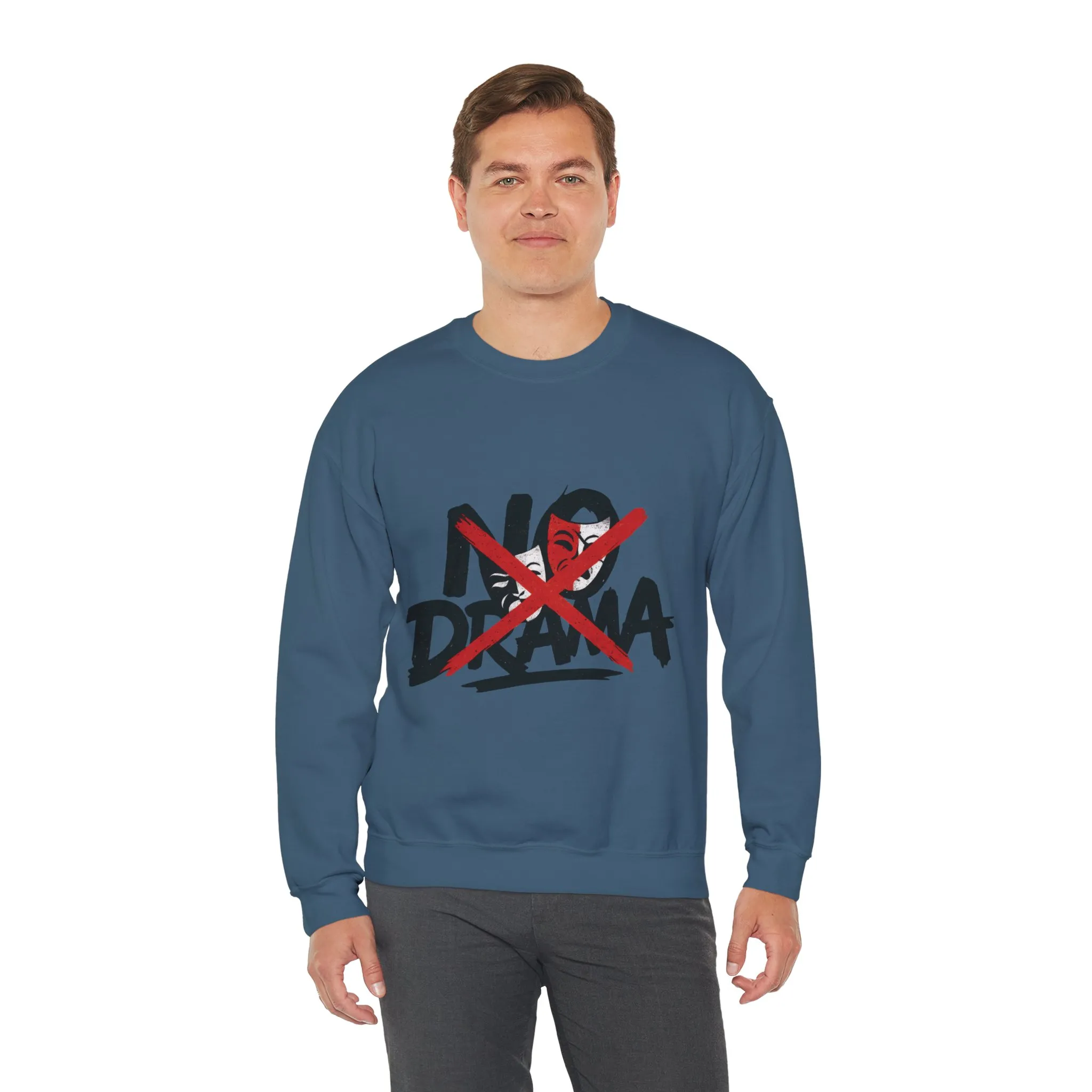 No Drama Mens Crewneck Sweatshirt, Casual Everyday Wear, Gift for Friends, Relaxed Vibes, Comfortable Fashion - Image 12