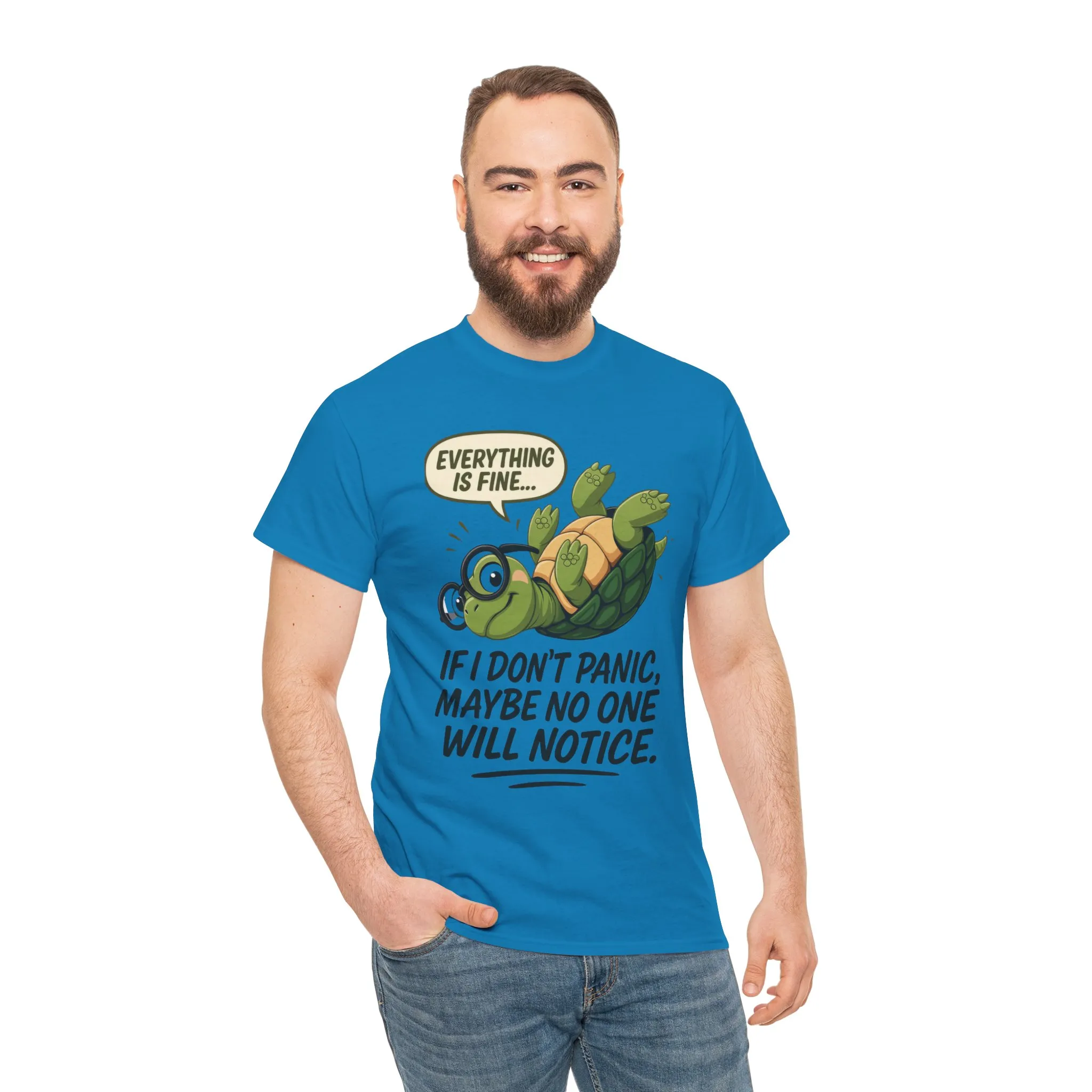 Everything is Fine Turtle Tee, Funny Unisex Cotton Tee, Cute Animal Shirt, Social Anxiety Joke, Great for Humor, Positive message t-shirt - Image 37