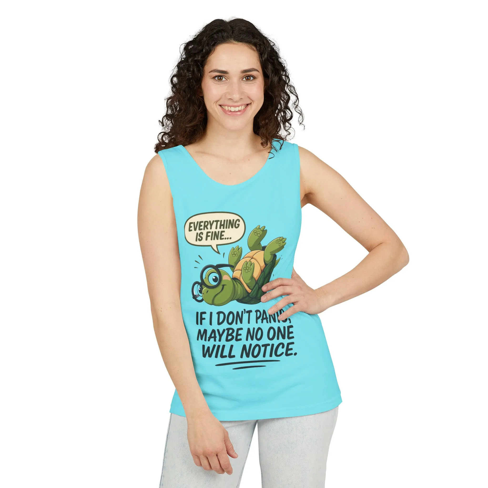 Funny Turtle Womens Tank Top, Everything is Fine, Womens Summer Apparel, Relaxed Fit, Pool Party, Beachwear, Humorous Gift - Image 26