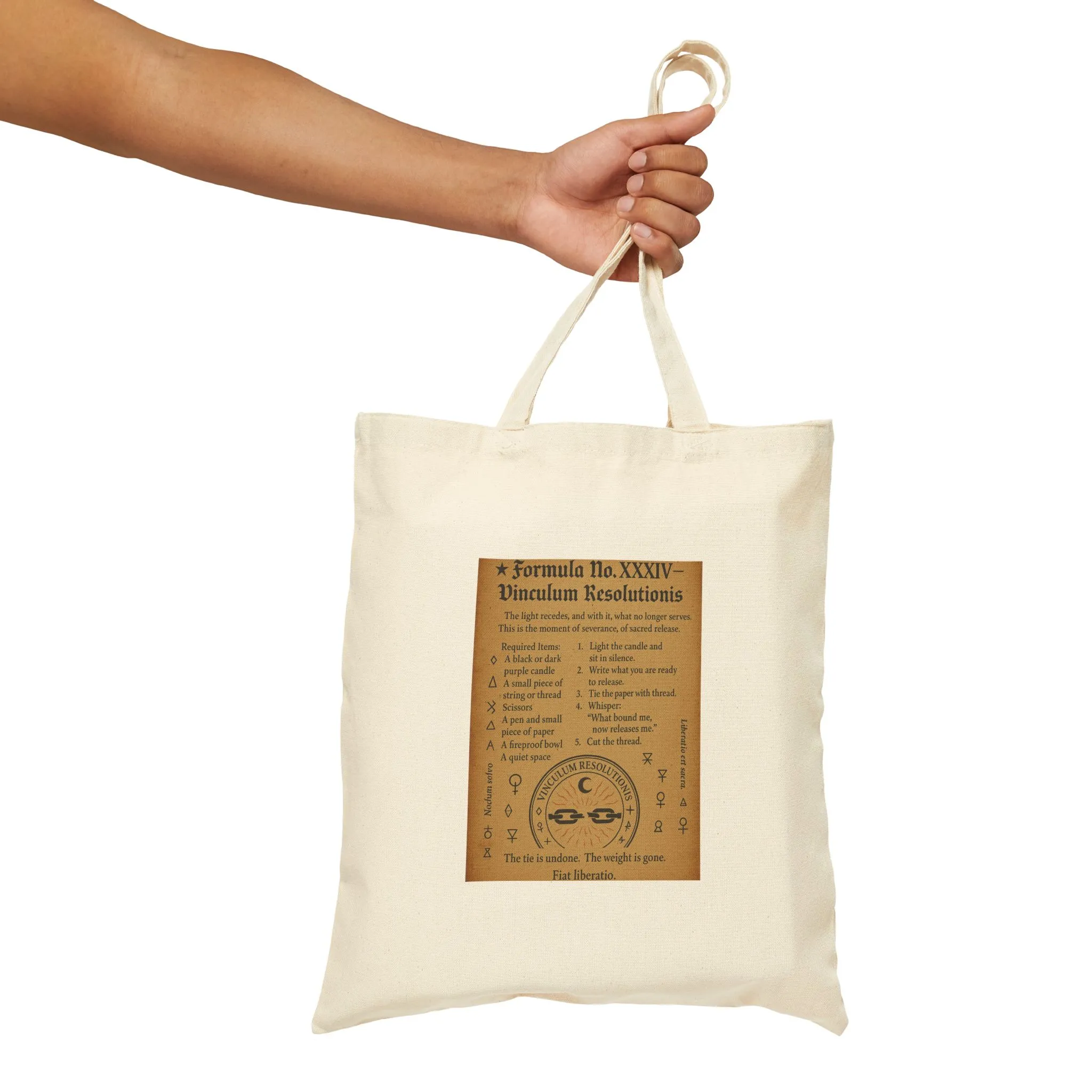 Ancient Grimoire Style Tote Bag, Last Quarter Moon Spell, Letting Go Ritual, Boho Style Tote, Natural Canvas Bag, Unique Gift - Image 4
