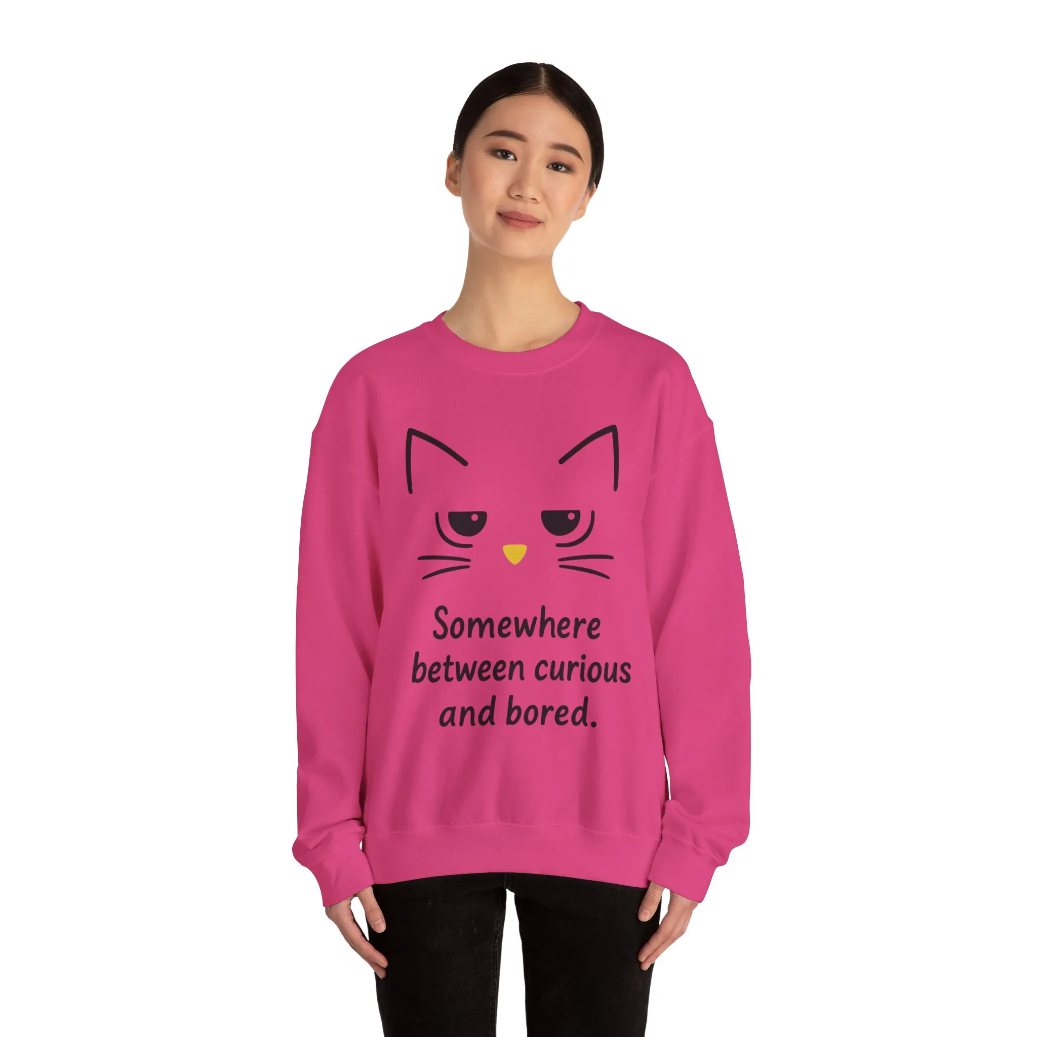 Whimsical Cat Crewneck Womens Sweatshirt, Cozy Relaxed Wear, Perfect Gift for Cat Lovers, Casual Everyday Style - Image 26