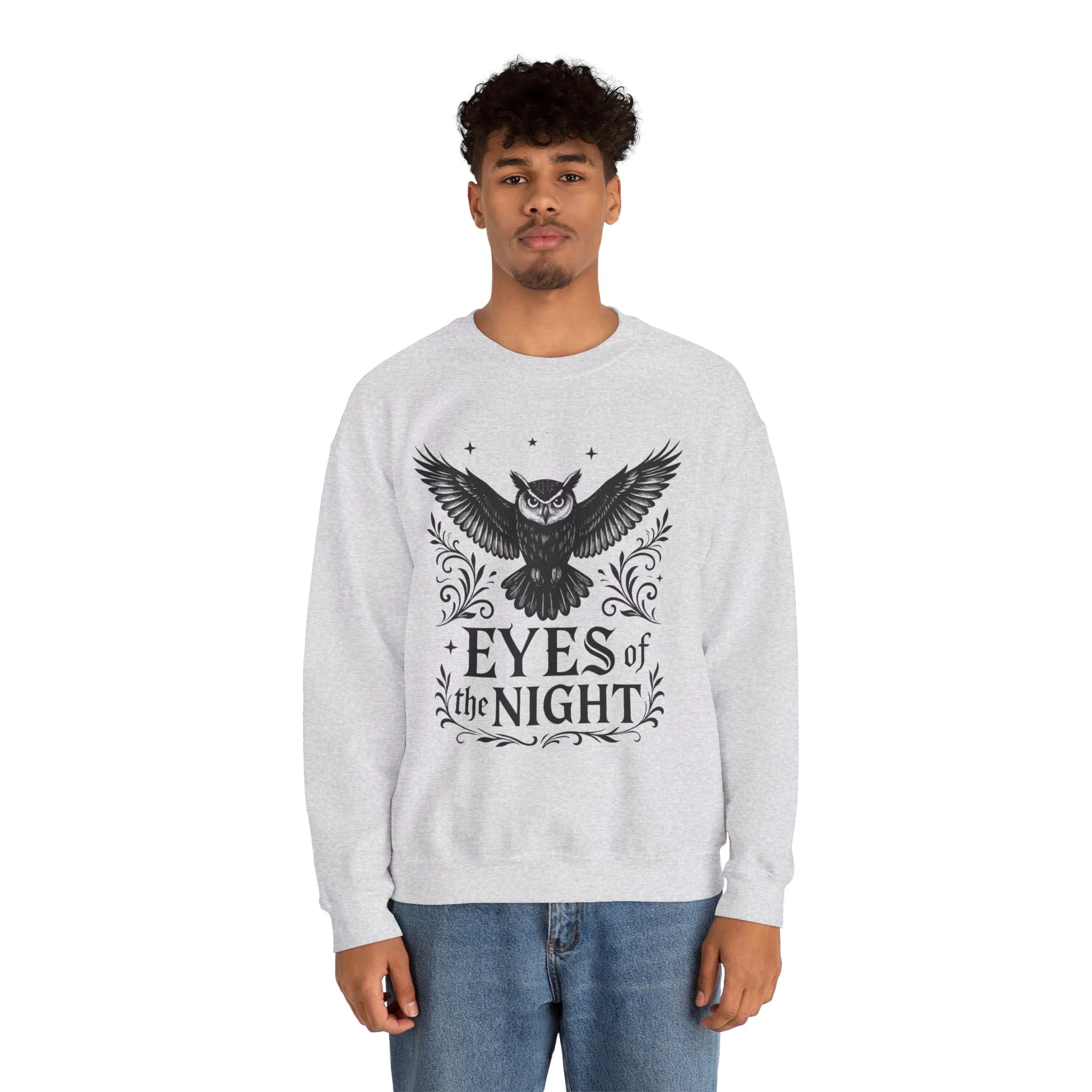 Eyes of the Night Owl Sweatshirt, Mens Dark Gothic Sweatshirt, Mysterious Owl Graphic Pullover, Forest Bird of Night Design, Halloween Gift - Image 11