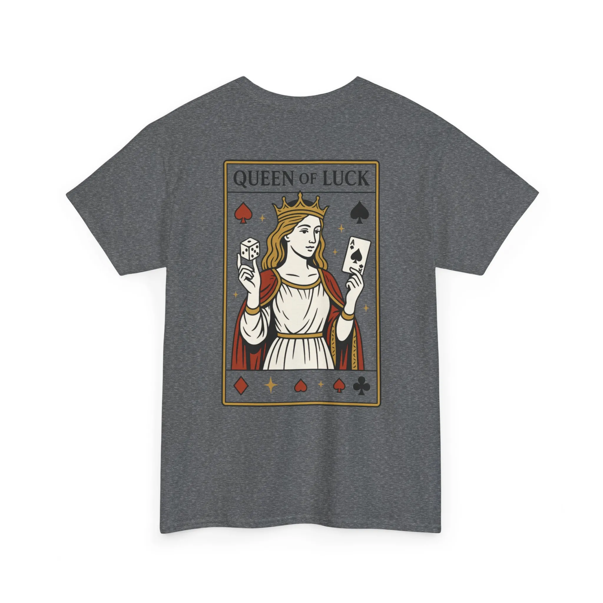 Front & Back Print unisex T-Shirt, Roll the Dice Tee for Men, Vintage Gambling Shirt, Casino Gift, Poker Gift, Card Games Gift, Queen of Luck - Image 11