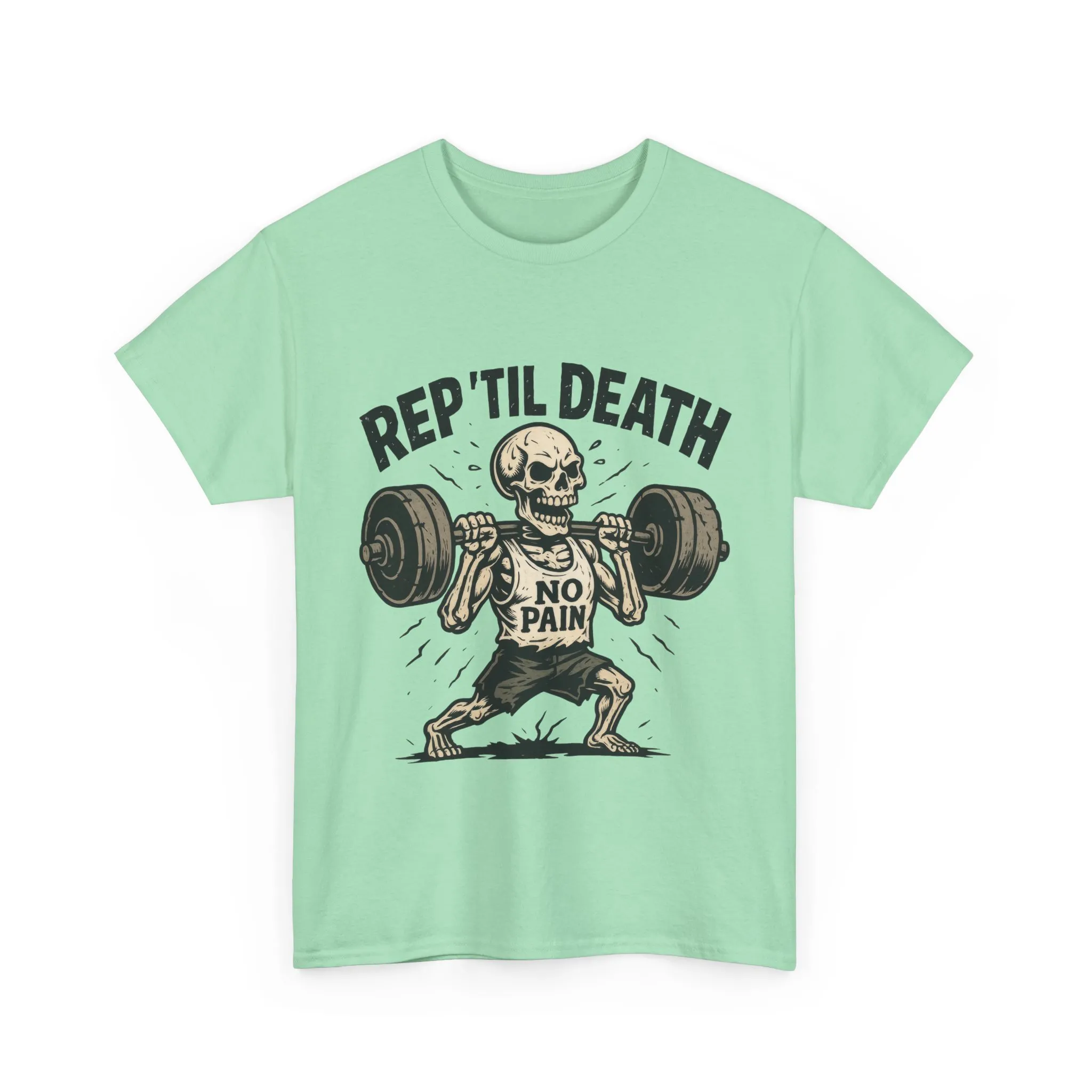 Mens Hardcore Fitness Shirt, No Pain Skeleton Workout Tee, Shirt for Fitness Lovers, Humor Gift for Bodybuilders, Rep Til Death Workout Tee - Image 25