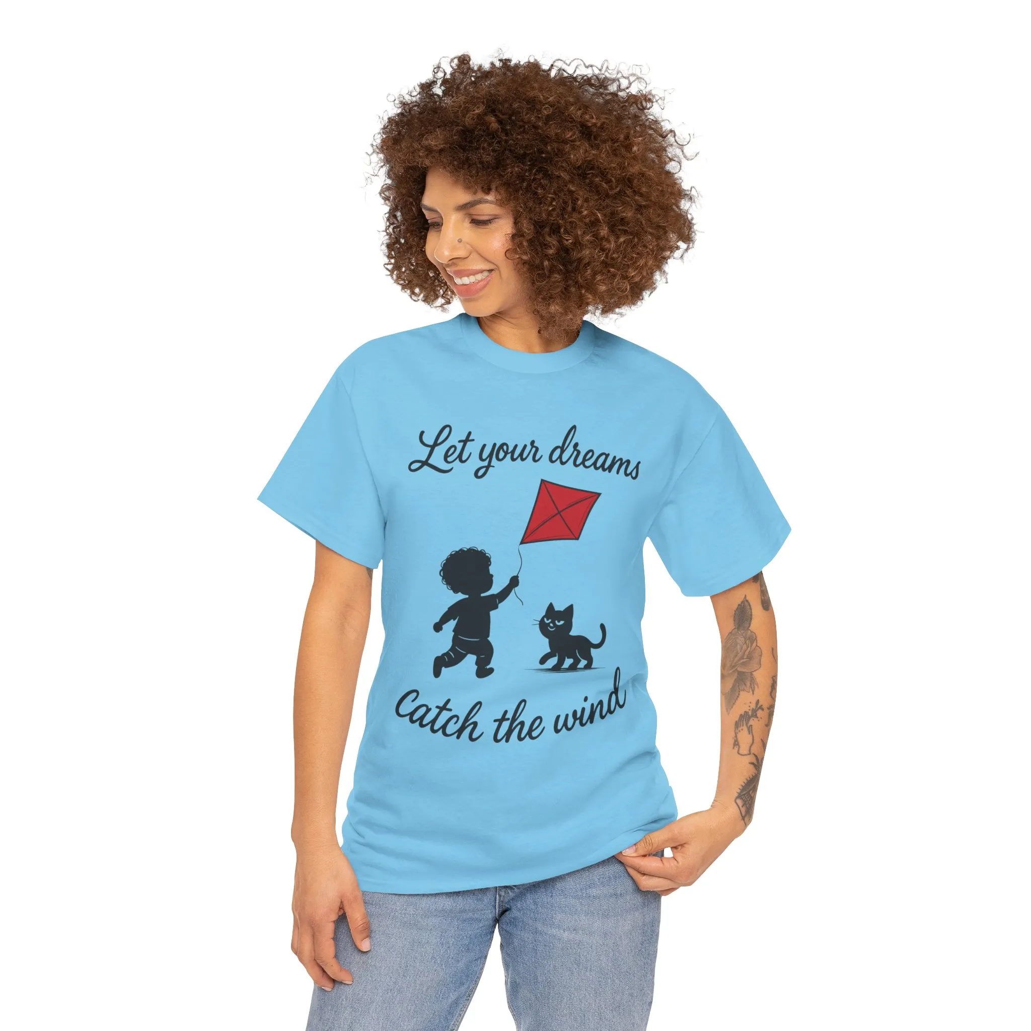 Cute Kid and Cat Design T-Shirt, Playful Gift for Cat Lovers, Summer Style, Cat Lover T-Shirt, Gift for Cat Owners, Women's Cotton T-Shirt - Image 29